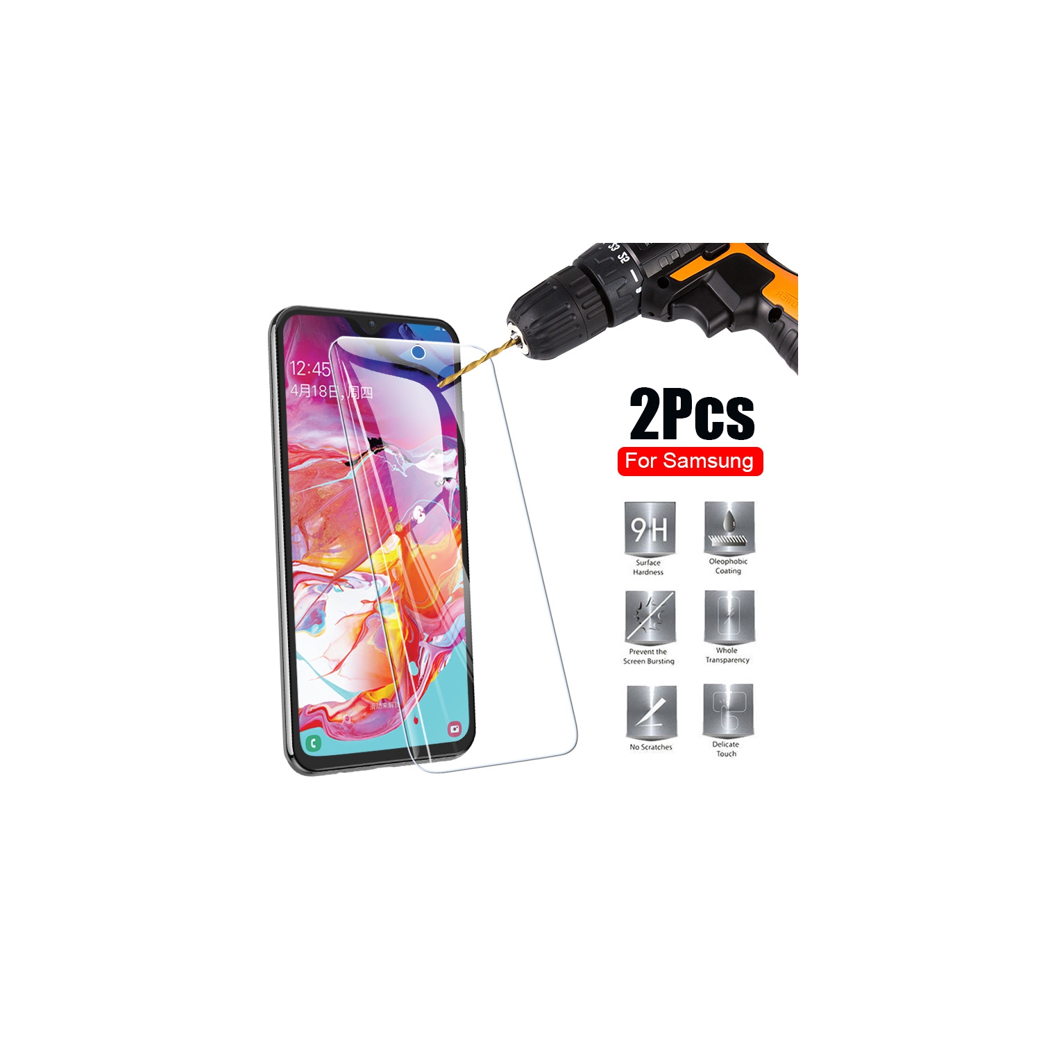 Protecteur d’écran SupeRShield-2 pour Galaxy A72 de Samsung en verre trempé [couverture intégrale HD] [installation facile] [bord rond] [résistant