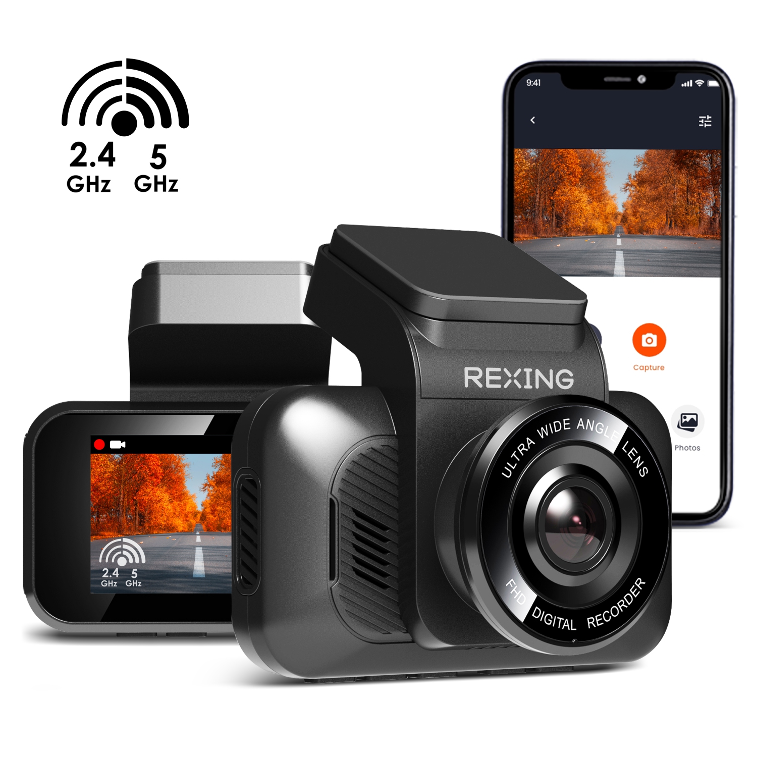 Rexing V55 Dash Cam with 4K Modular Capabilities, 5.0 GHz Wi-Fi, and GPS Car Dash Camera Recorder