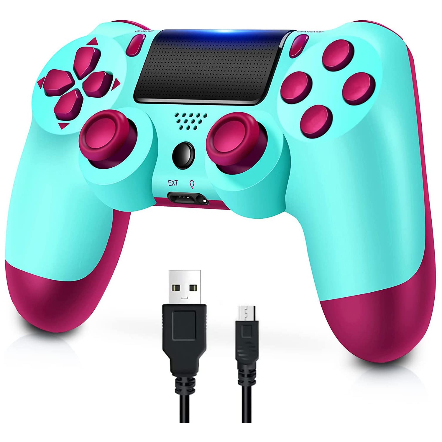 [2022 Upgraded Joystick] Wireless Controller for PS4 Playstation 4/PS4 Pro/Slim Console with Touch Panel and Double Shock (Berry Blue)