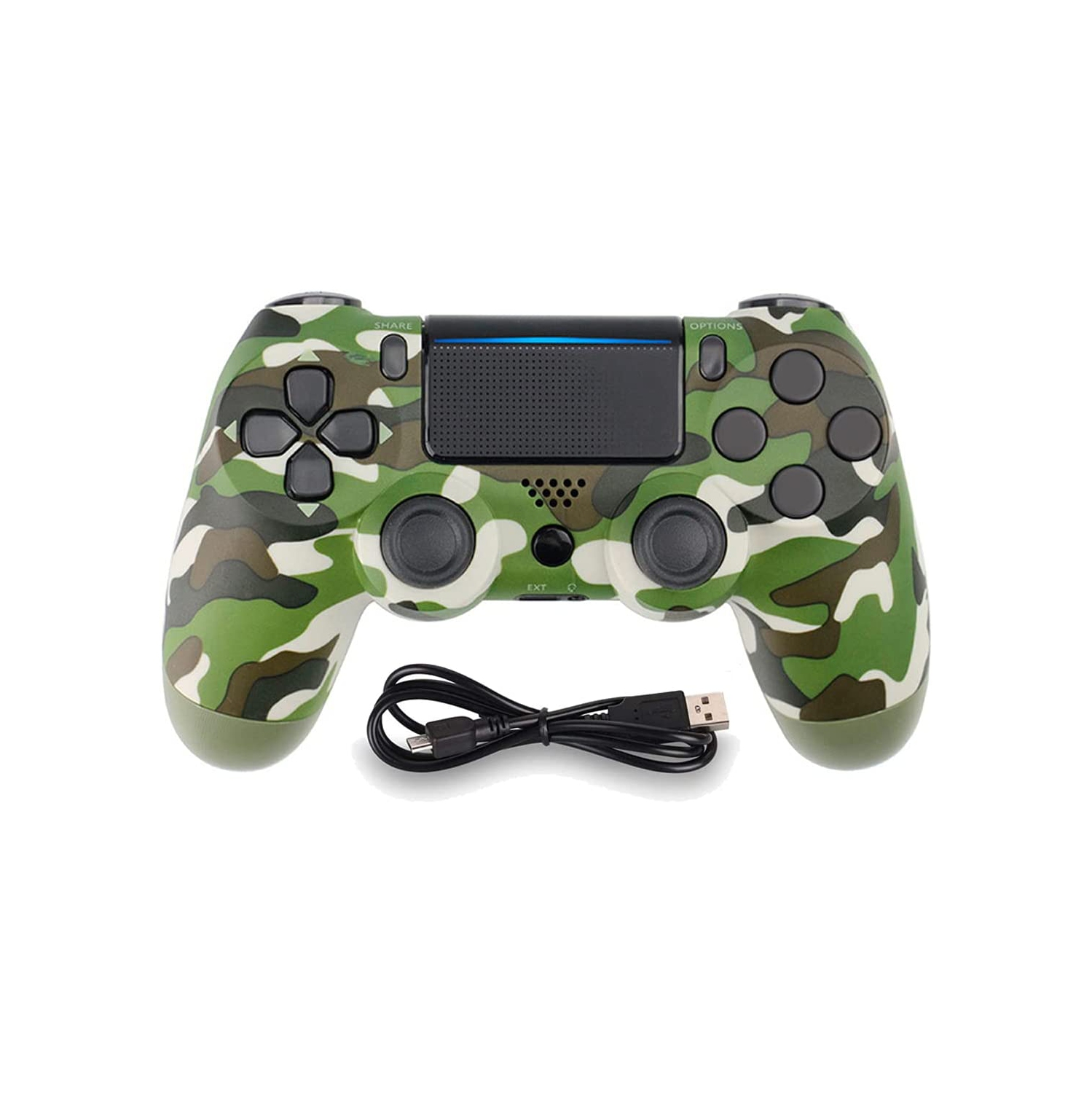 Wireless Controller Compatible for PS4 Playstation 4 / Slim/Pro Console, Double Vibration, 6-Axis Gyro Sensor, Speaker, Built-in Audio Jack with Charging Cable (Green Camouflage)