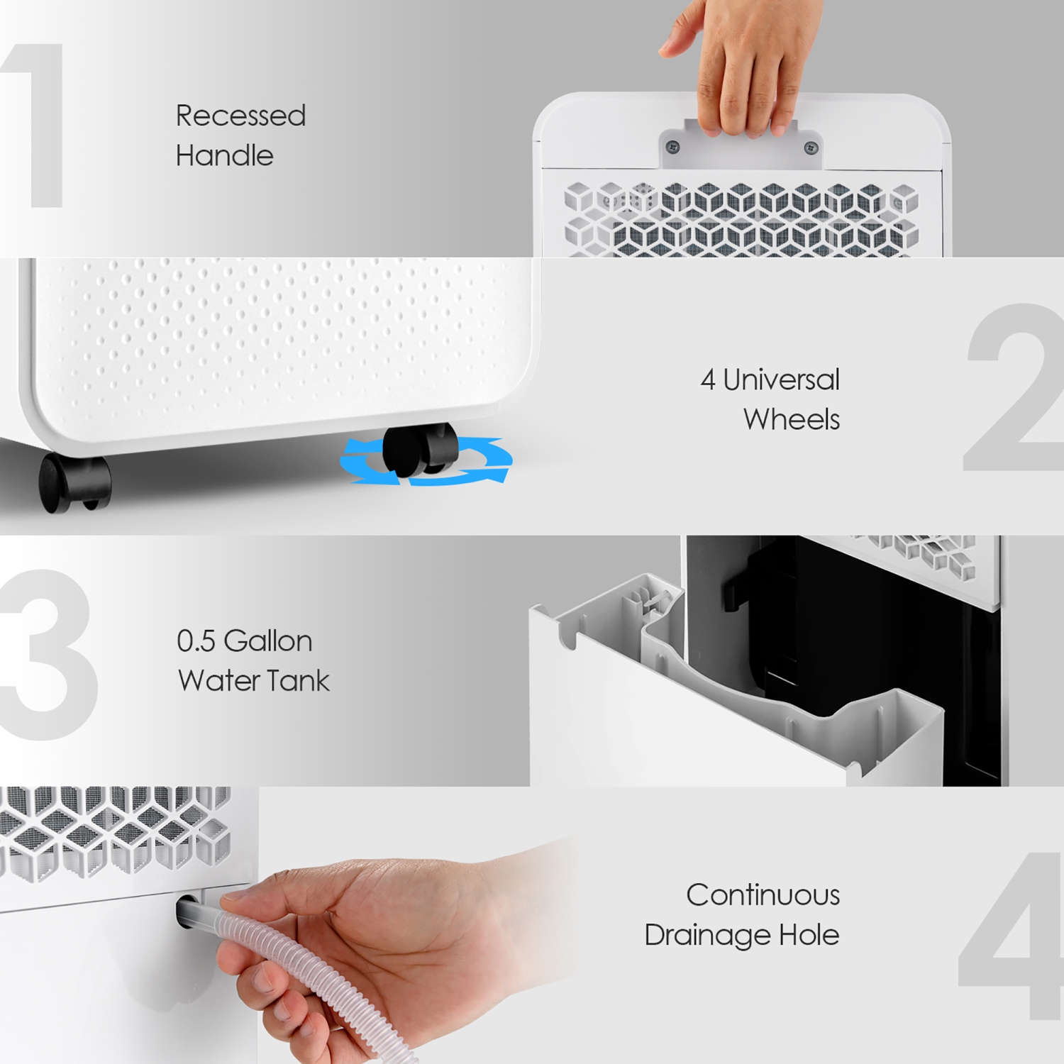 Déshumidificateur 15 litres / 162m² COSTWAY pour maison et les sous-sols avec affichage numérique 3 couleurs