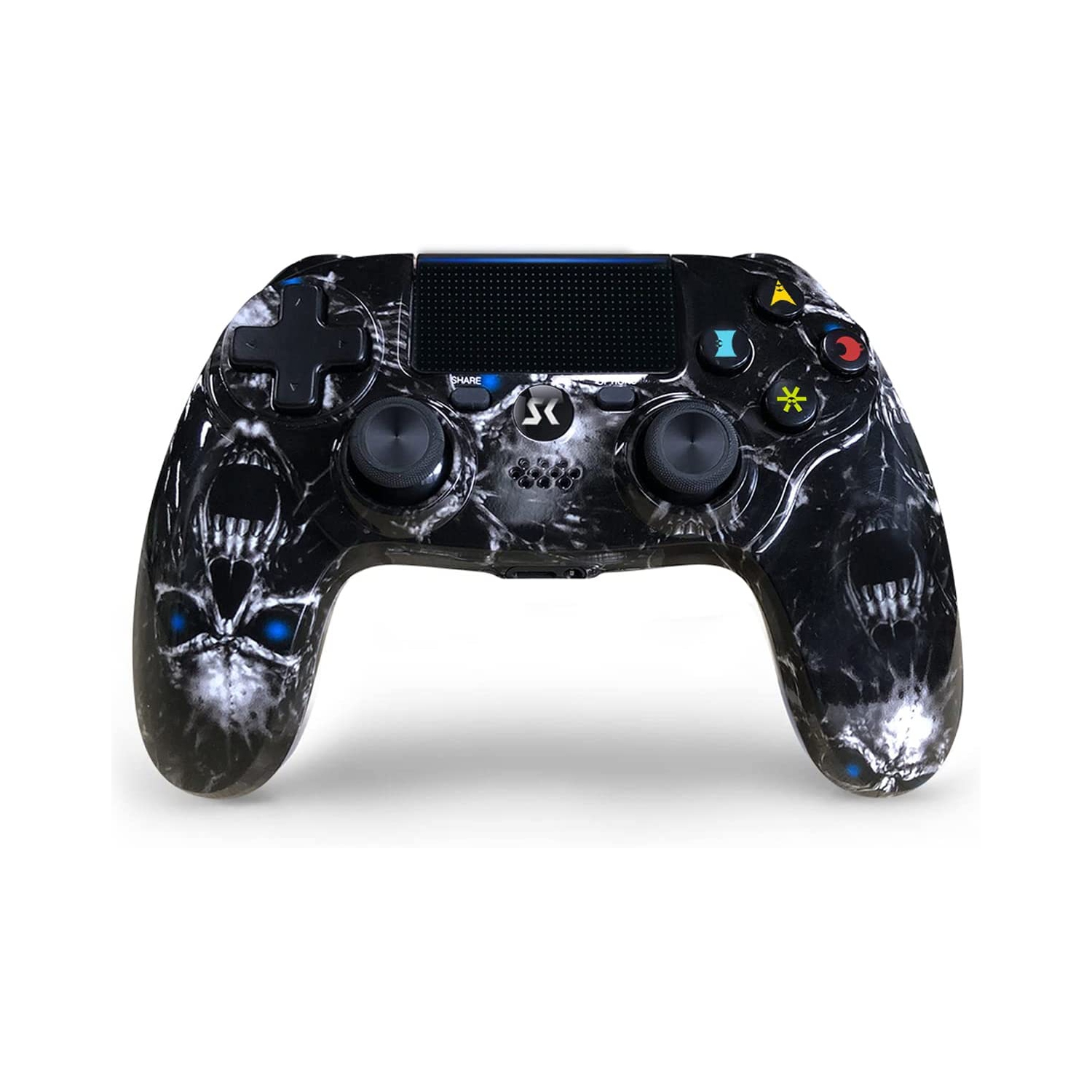 Wireless Controller for PS4, Black Skull Series Dual Vibration High Performance Gaming Controller for Playstation 4 /Pro/Slim/PC with Headset Jack, Touch Pad, Motion Control