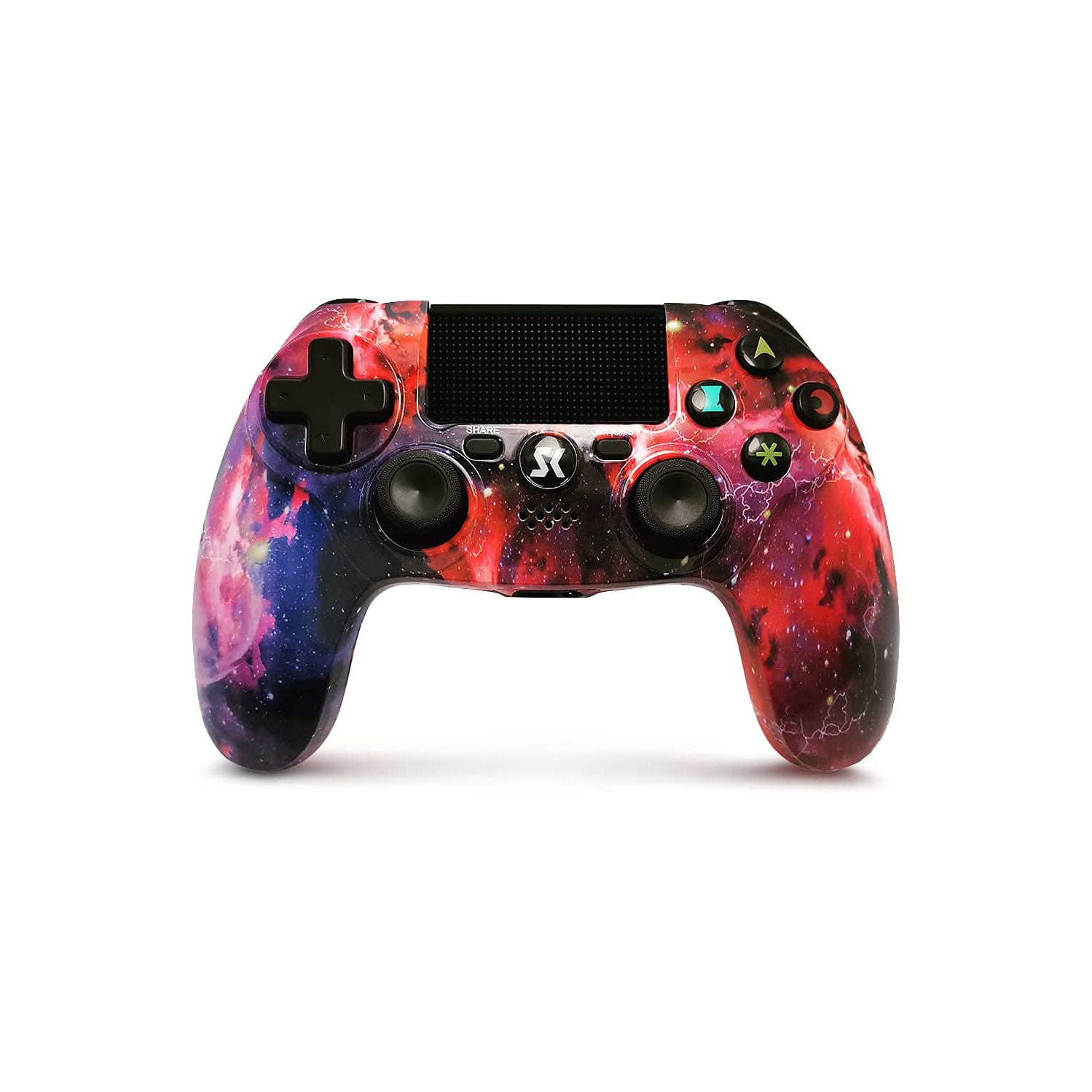 Wireless Controller for PS4, Red Galaxy Series Dual Vibration Gaming Controller for Playstation 4/Pro/Slim/PC with Audio Function,LED Bar, Motion Control