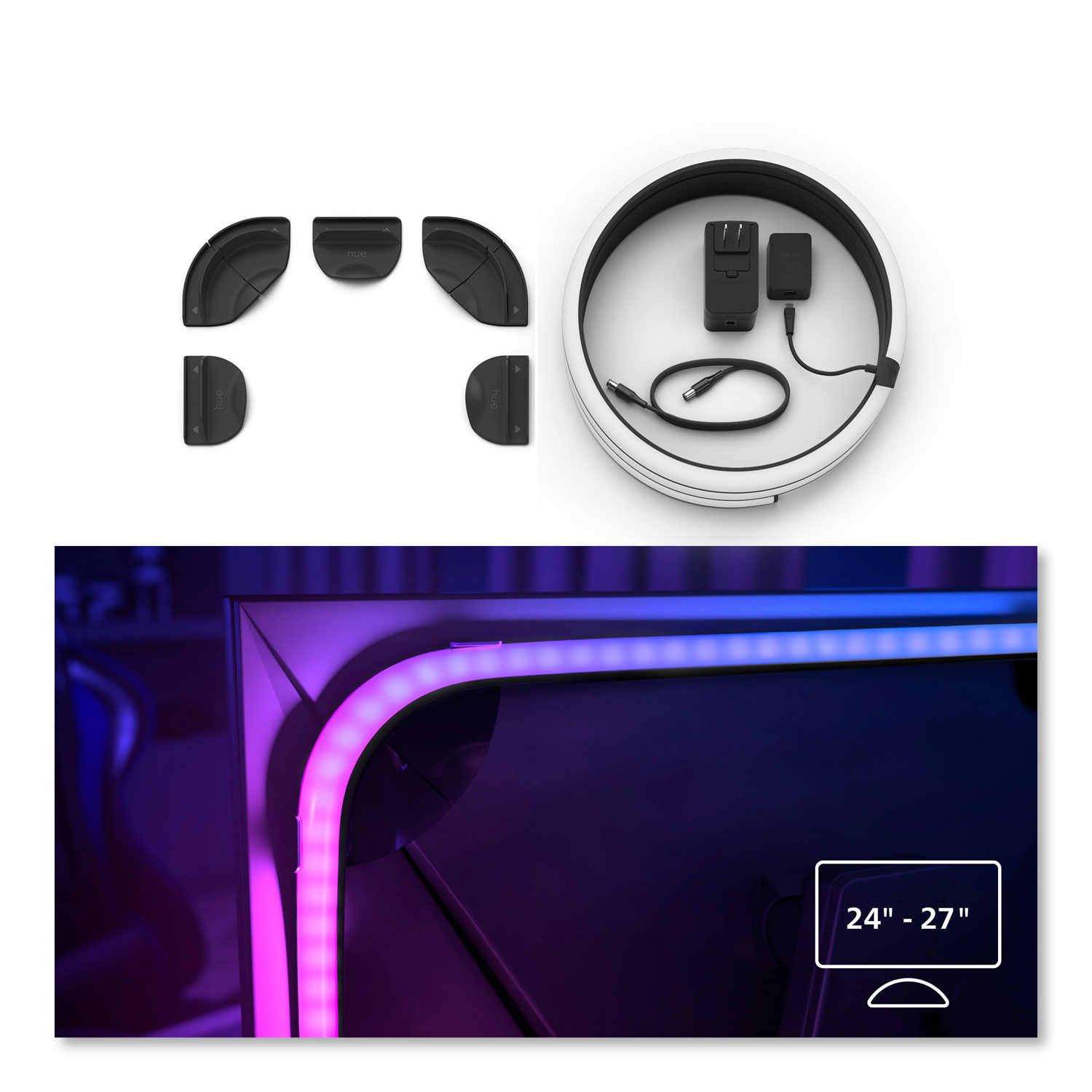 Bande lumineuse intelligente DEL variable Hue Play de Philips pour moniteurs de 24 à 27 po