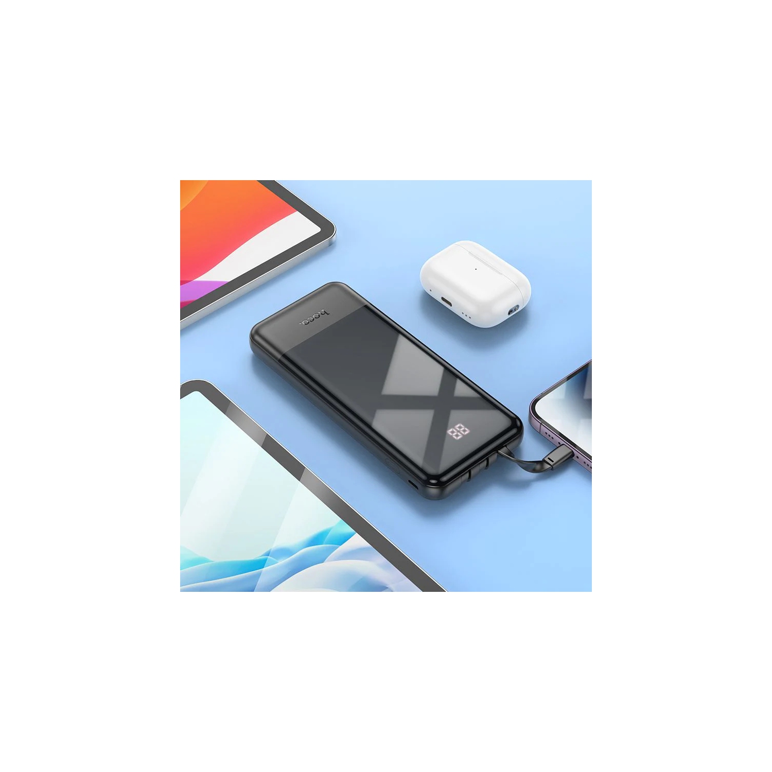 10000mAh PD 20W + QC3.0 USB C foudre chargeur de batterie externe Portable Power Bank et LED pour iPhone Samsung iPad tablettes