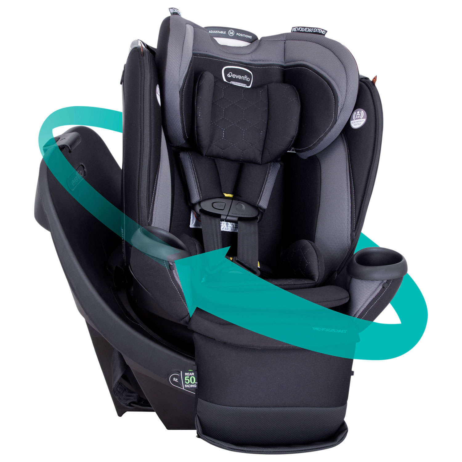 Evenflo Revolve360 Extend All-in-One Rotational Car Seat – Revere Grey