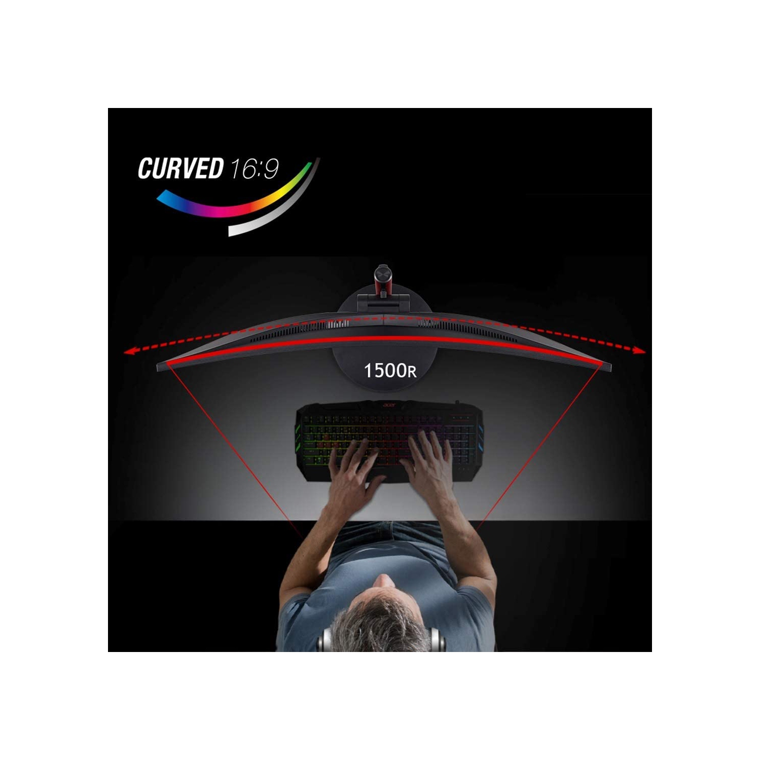 Acer Nitro ED240Q Sbiip moniteur de jeu incurvé HD intégrale 1920 x 1080 va 1500R ,AMD FreeSync Premium ,165 Hz ,1 ms ,ZeroFrame Design, 1 port
