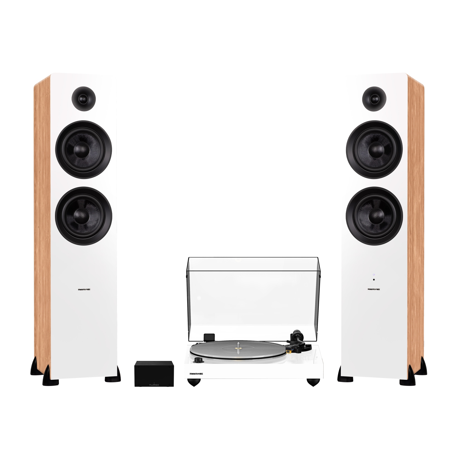 Fluance RT85N Reference High Fidelity Vinyl Turntable, PA10 Phono Preamp and Ai81 Elite Powered Floorstanding Speakers