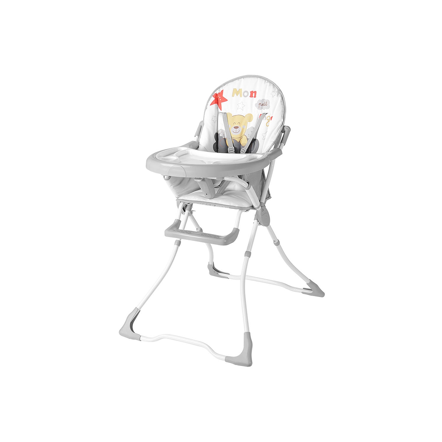 Chaise haute pliable pour bébé, chaise de salle à manger Eat and Grow avec 2 plateau amovible et ceinture de sécurité à 5 points
