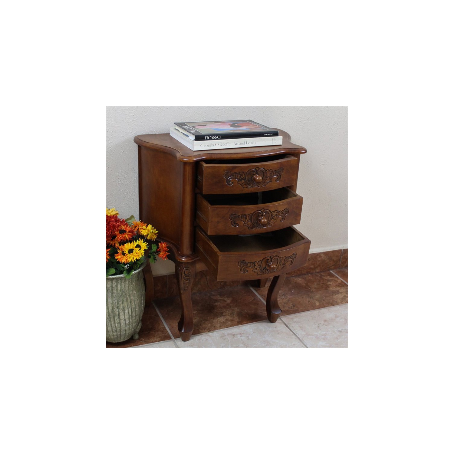 Bowery Hill 3 Drawer End Table in Walnut Stain