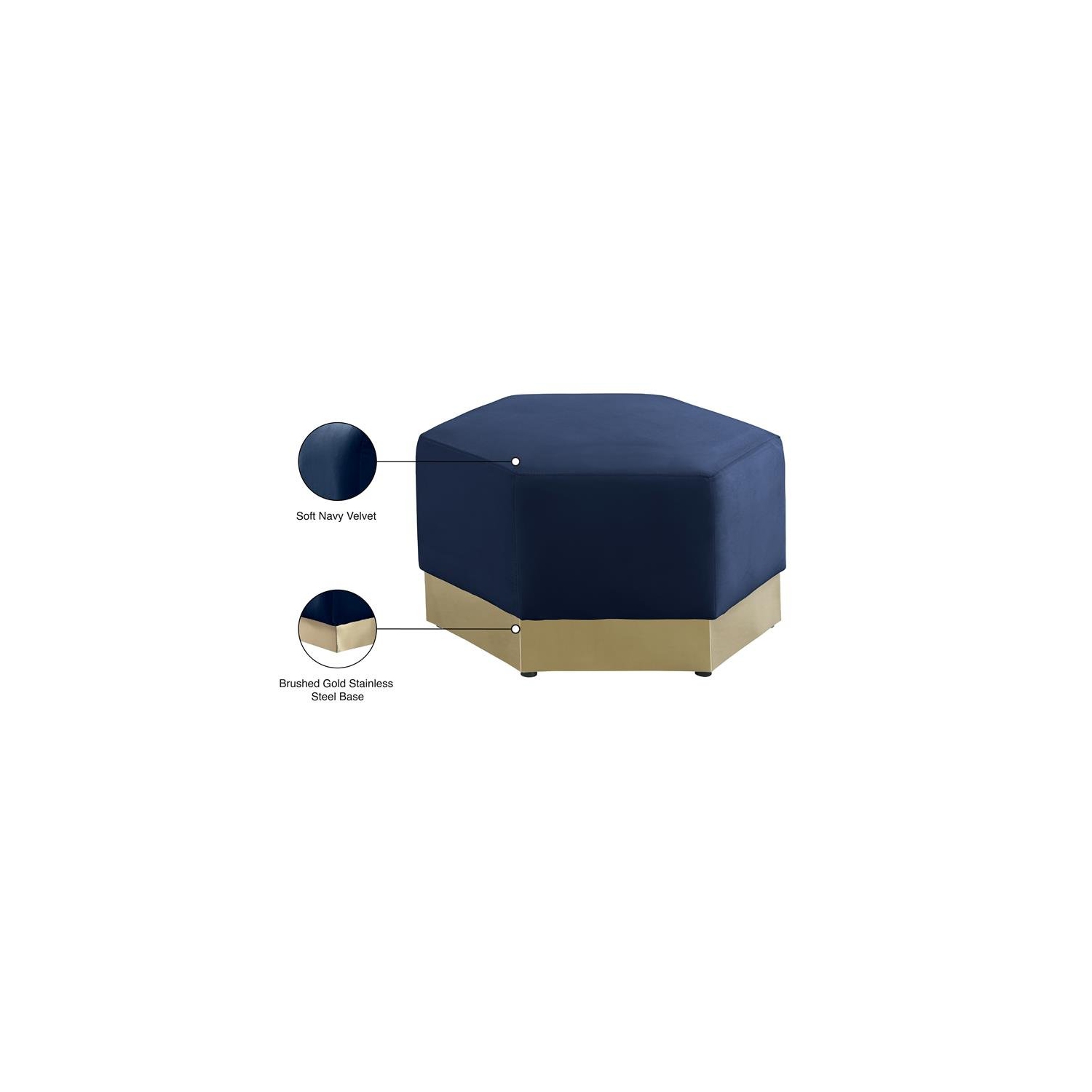 Meridian Furniture Marquis Navy Velvet Ottoman