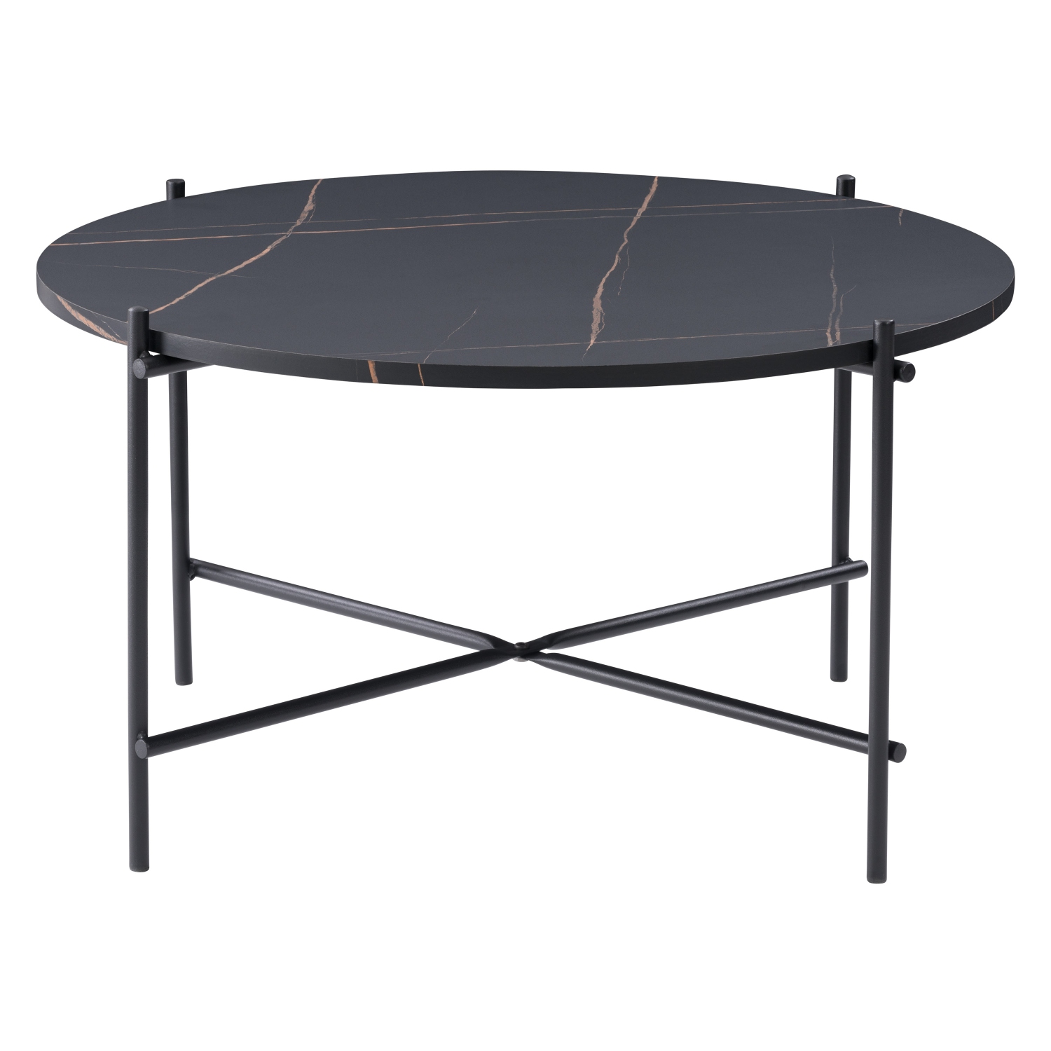 CorLiving Adria Modern Round Coffee Table, Coffee Table for Living Room, Black