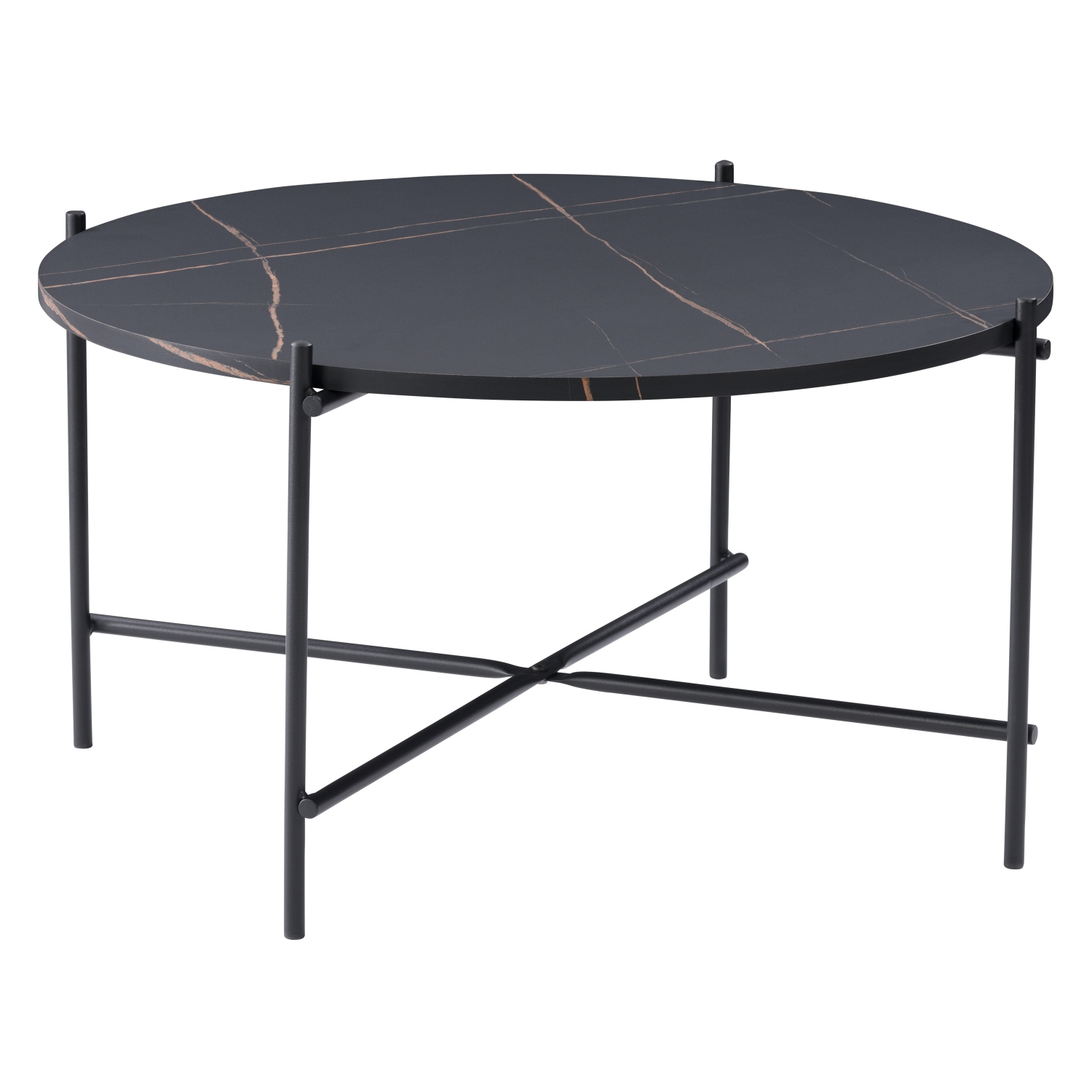 CorLiving Adria Modern Round Coffee Table, Coffee Table for Living Room, Black