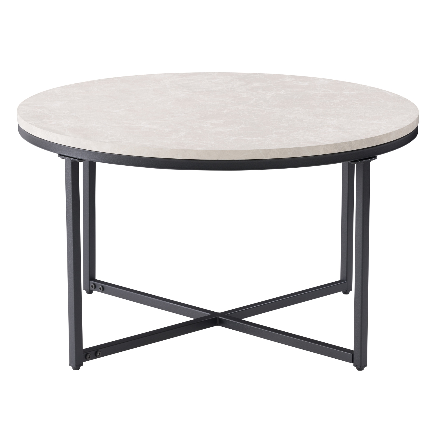 Table basse ronde moderne en bois Aria de CorLiving, petite table basse pour le salon, marbre gris