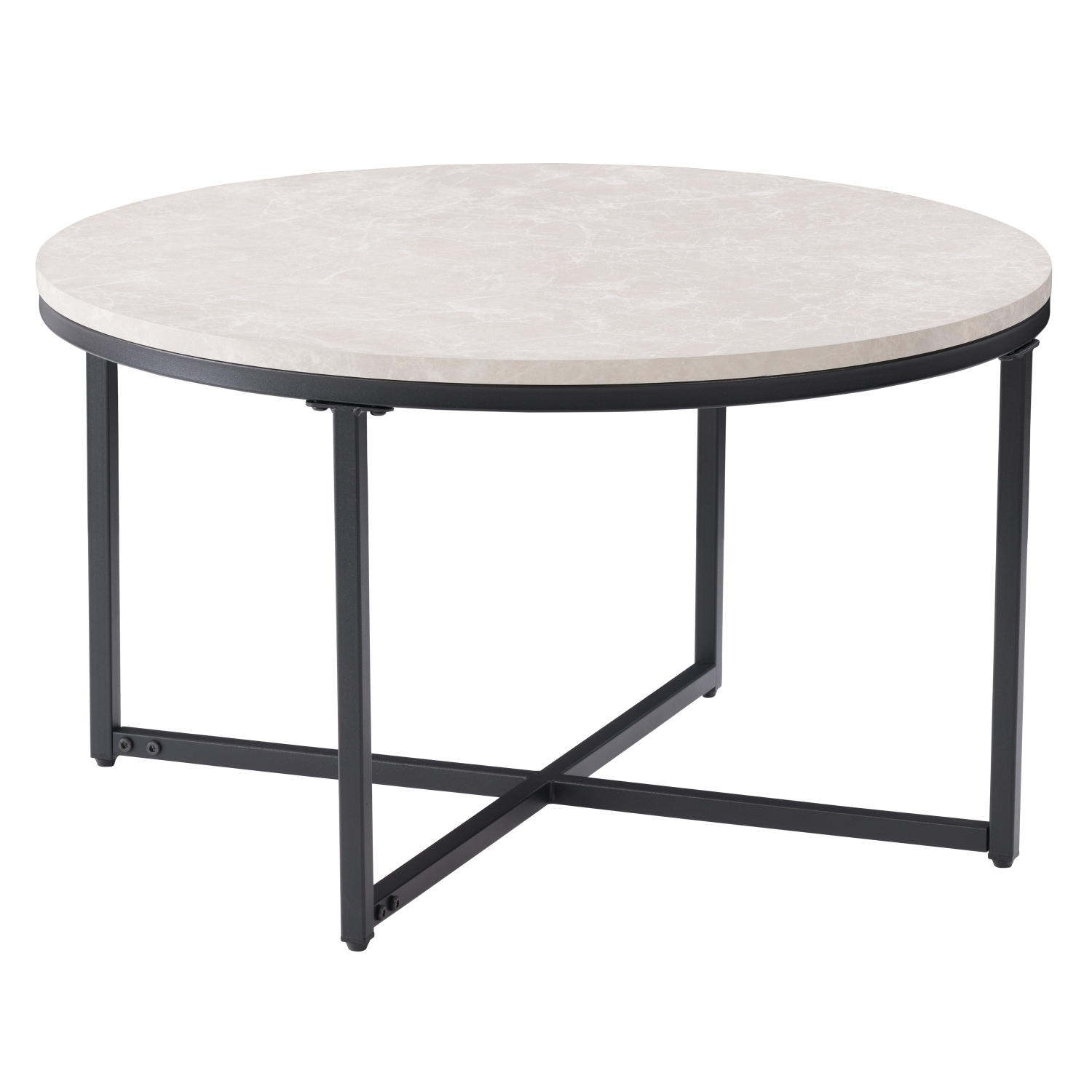Table basse ronde moderne en bois Aria de CorLiving, petite table basse pour le salon, marbre gris