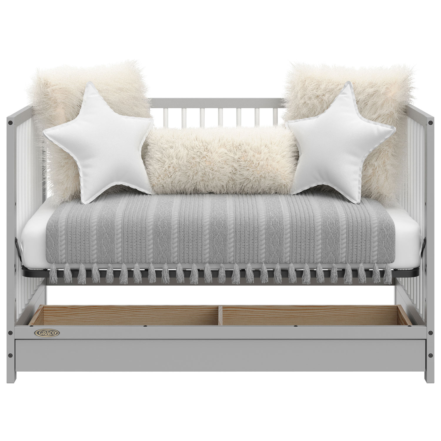 Lit de bébé transformable 5-en-1 Teddi de Graco avec tiroir - Gris galet/Blanc