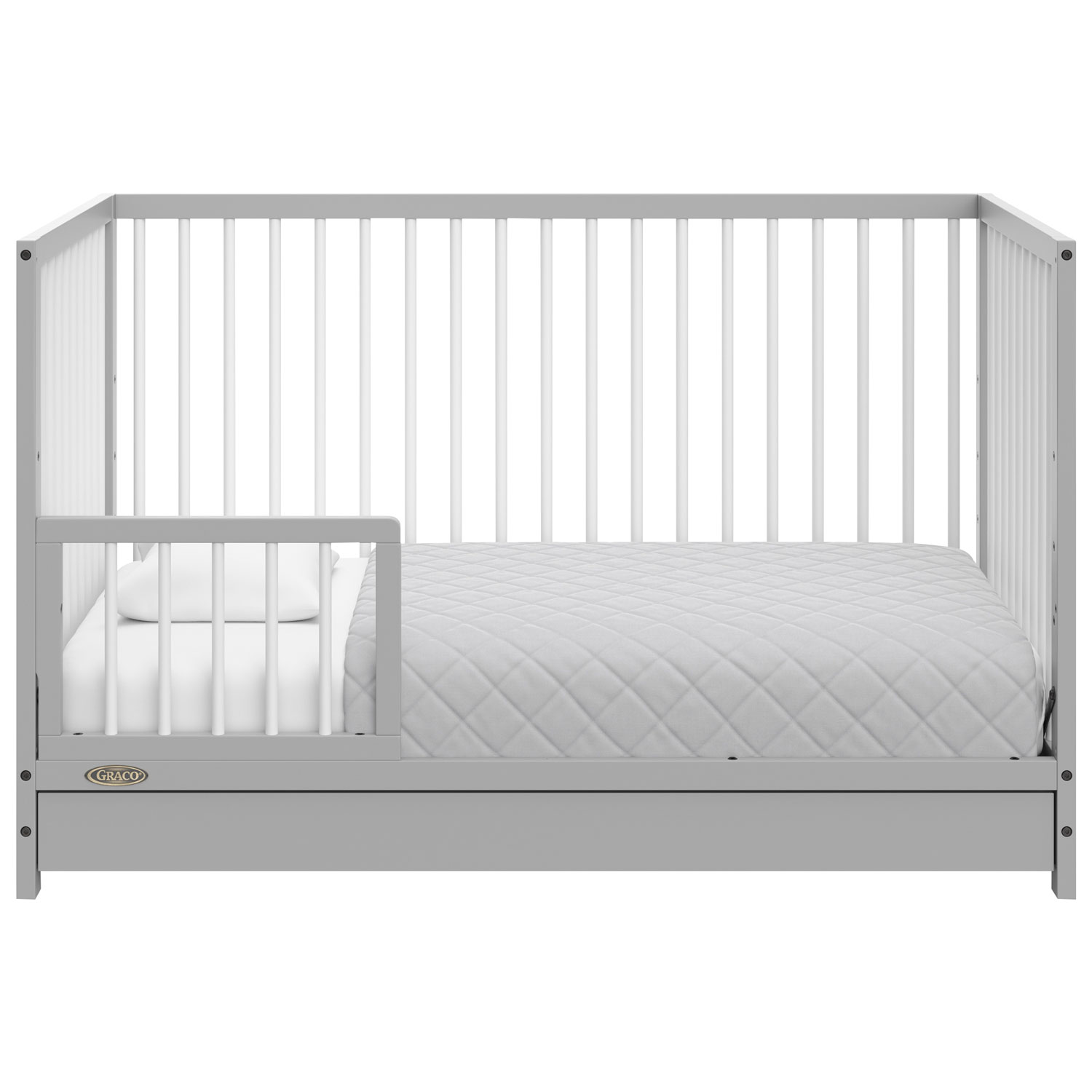 Lit de bébé transformable 5-en-1 Teddi de Graco avec tiroir - Gris galet/Blanc