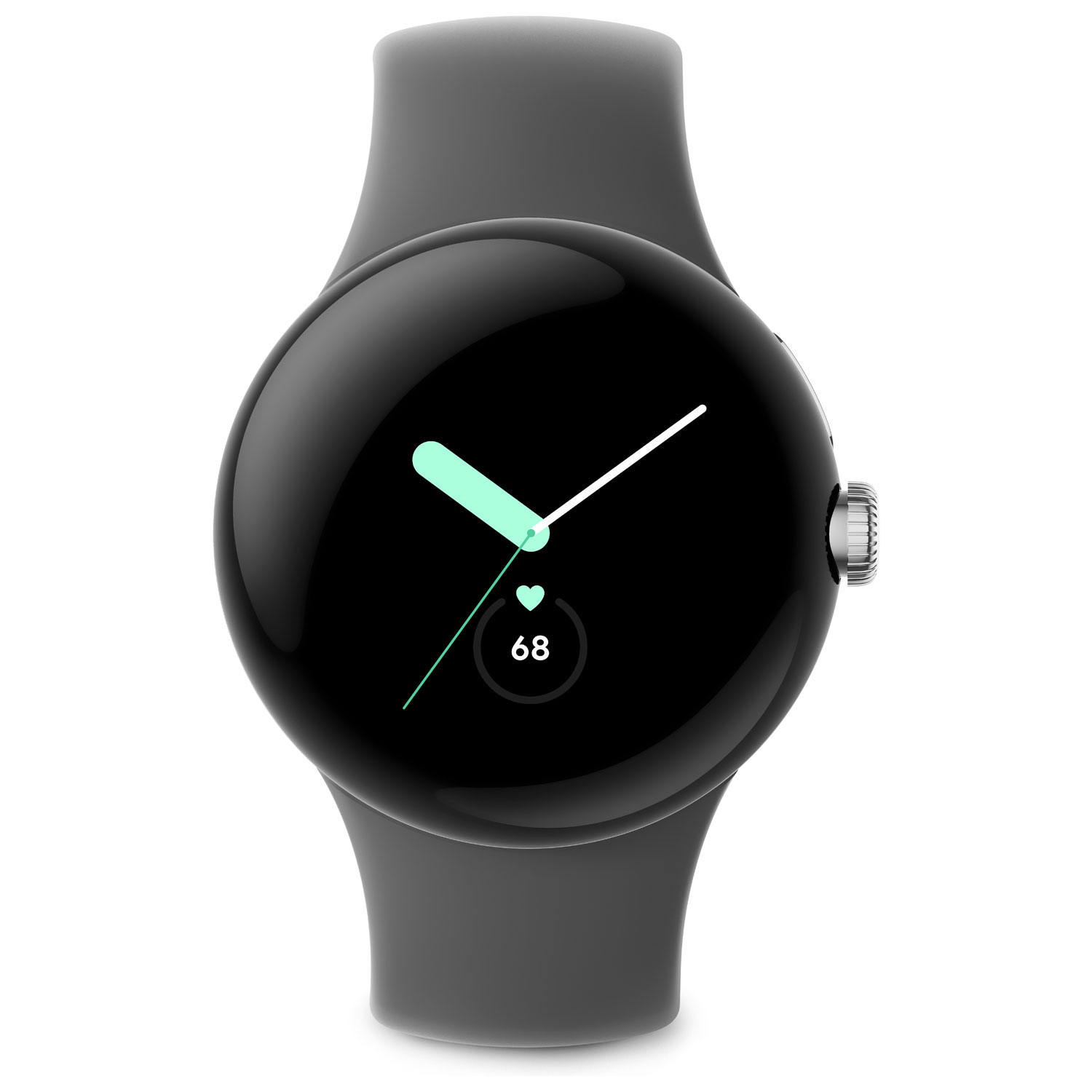 TELUS Google Pixel Watch 40mm Silver Stainless Steel Case w/ Charcoal Active Band - Monthly Financing