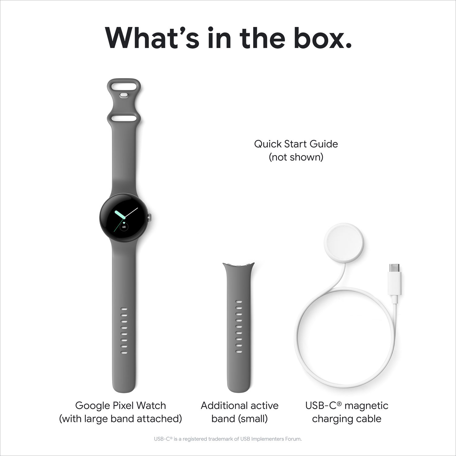 TELUS Google Pixel Watch 40mm Silver Stainless Steel Case w/ Charcoal Active Band - Monthly Financing