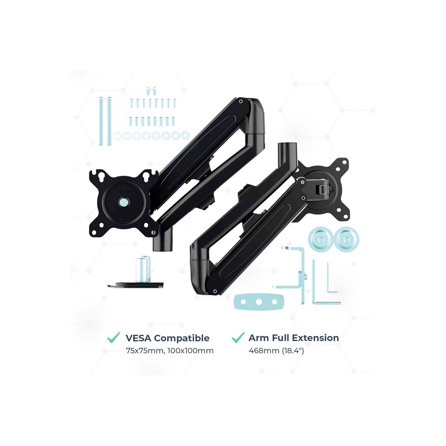 Support à bras double métal pour moniteur d'ordinateur MotionGrey installation à dégagement rapide avec pince VESA pour écran de 28 po au plus -