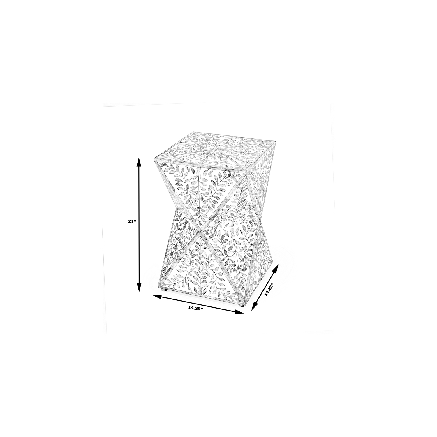 Butler Anais White and Blue Bone Inlay End Table