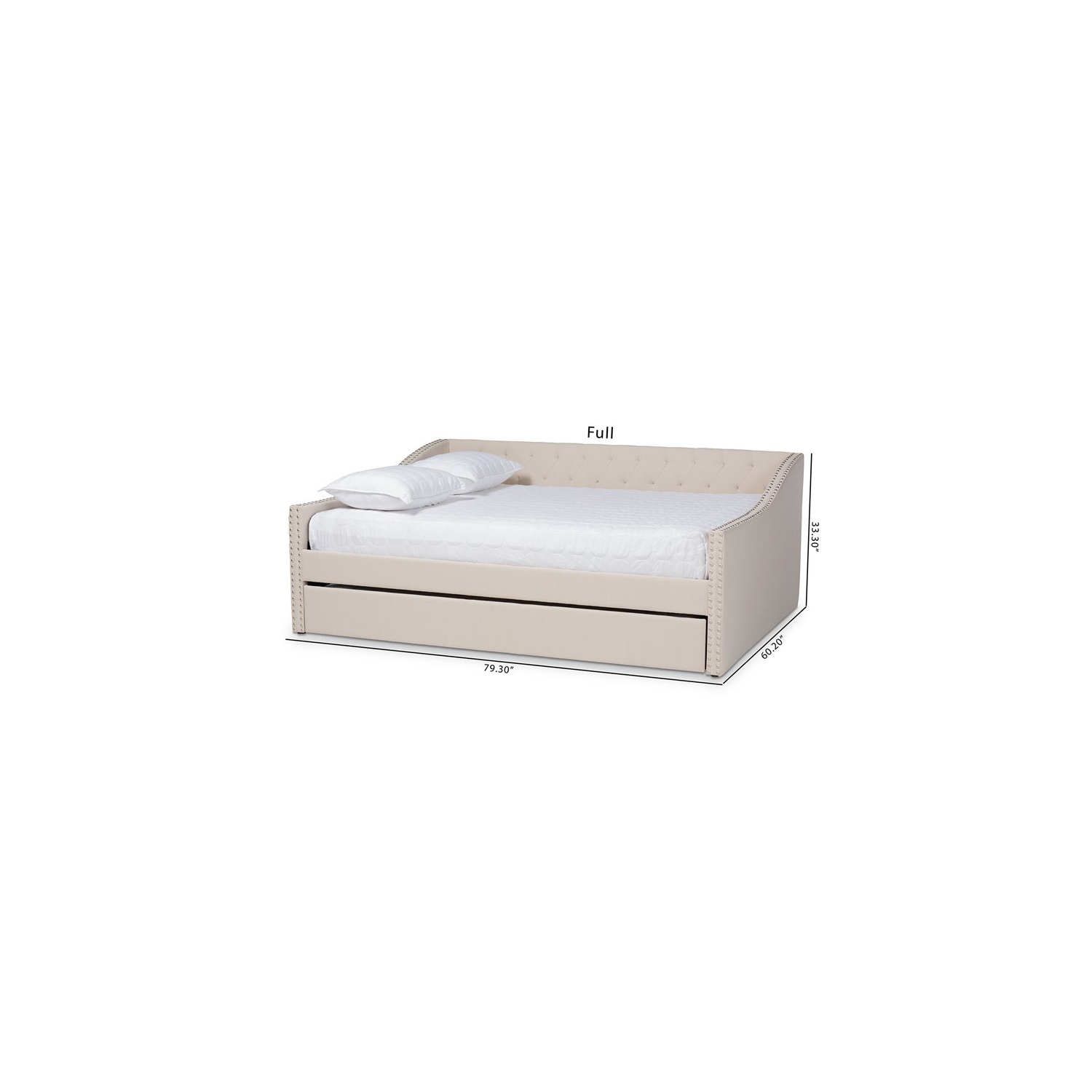Baxton Studio Haylie Beige Upholstered Full Size Daybed with Trundle