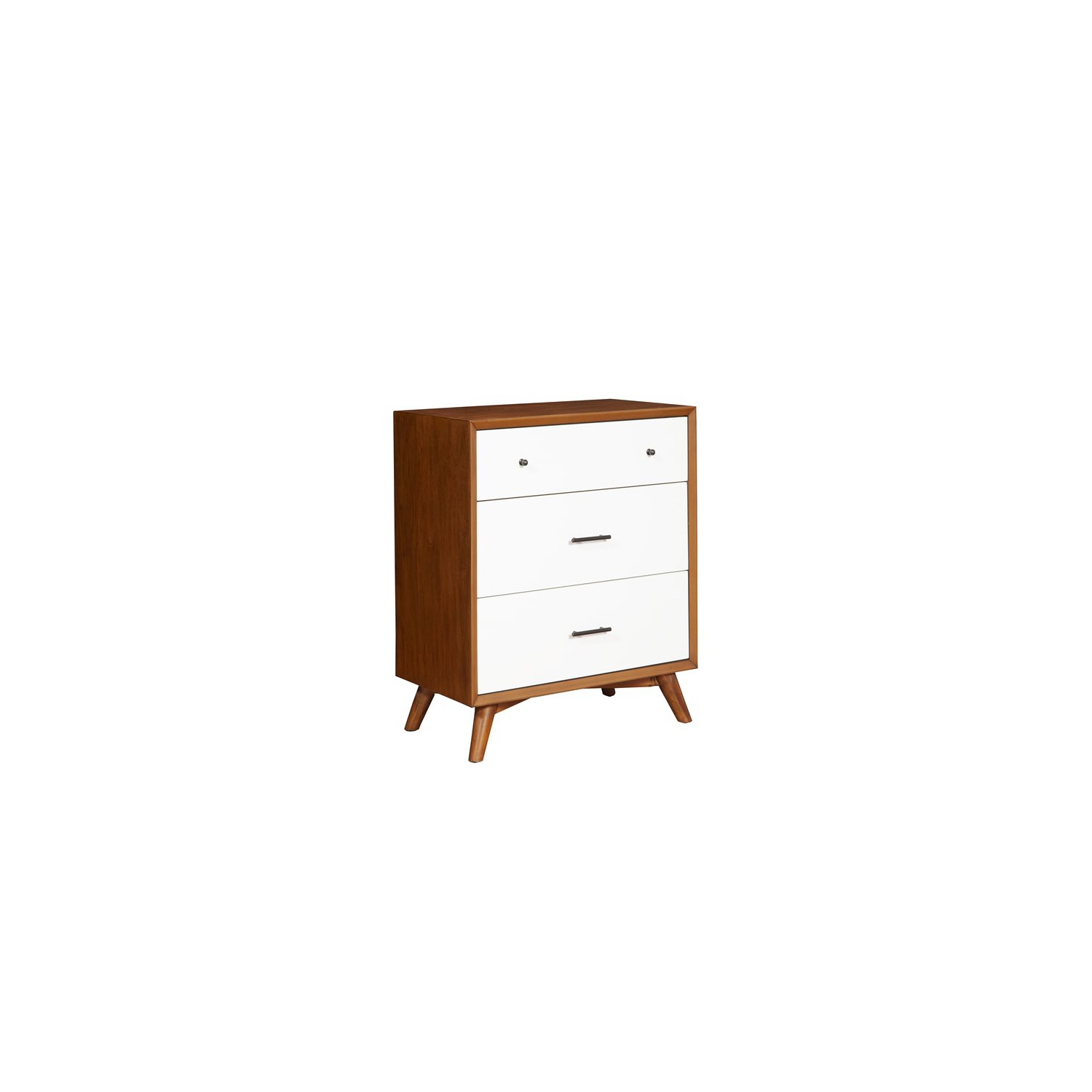 Alpine Furniture Flynn 3 Drawer Two Tone Wood Small Chest in Acorn-White