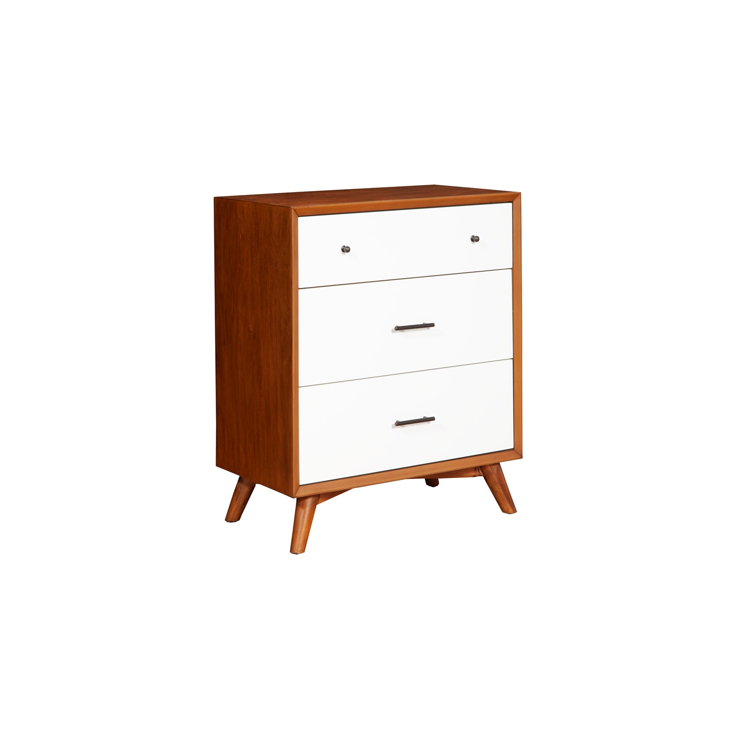 Alpine Furniture Flynn 3 Drawer Two Tone Wood Small Chest in Acorn-White