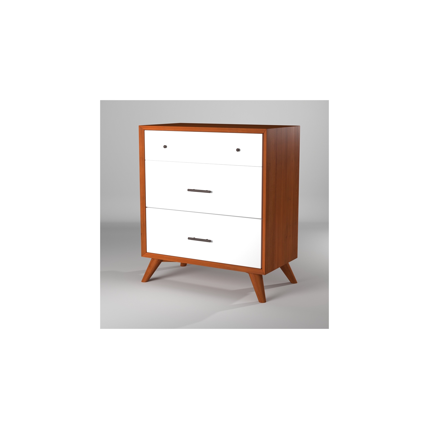 Alpine Furniture Flynn 3 Drawer Two Tone Wood Small Chest in Acorn-White