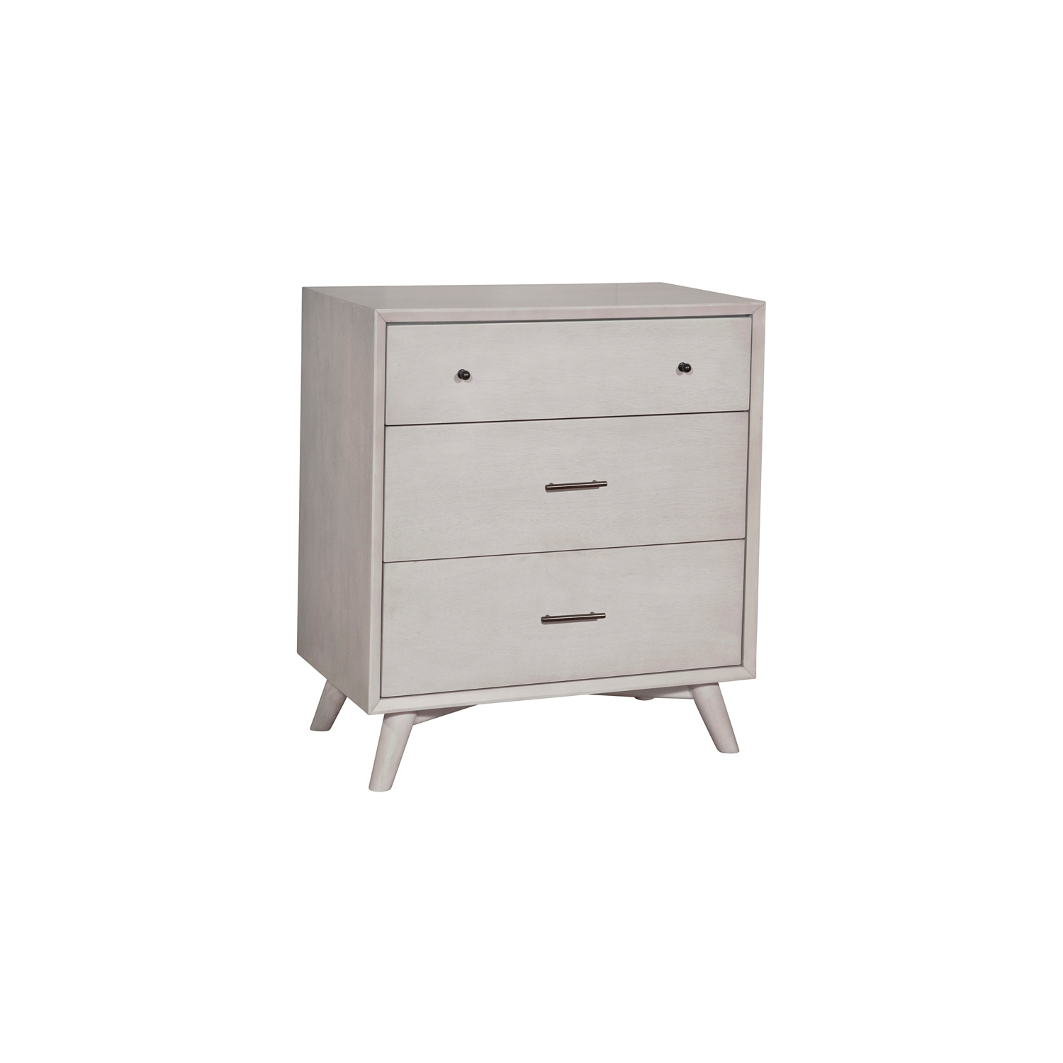 Coffre moderne de milieu de siècle en bois à 3 tiroirs Flynn d’Alpine Furniture, gris