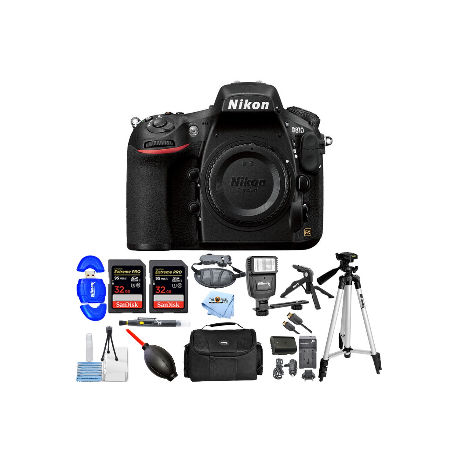 Nikon D810 DSLR Camera (Body Only) - 15PC Accessory Bundle