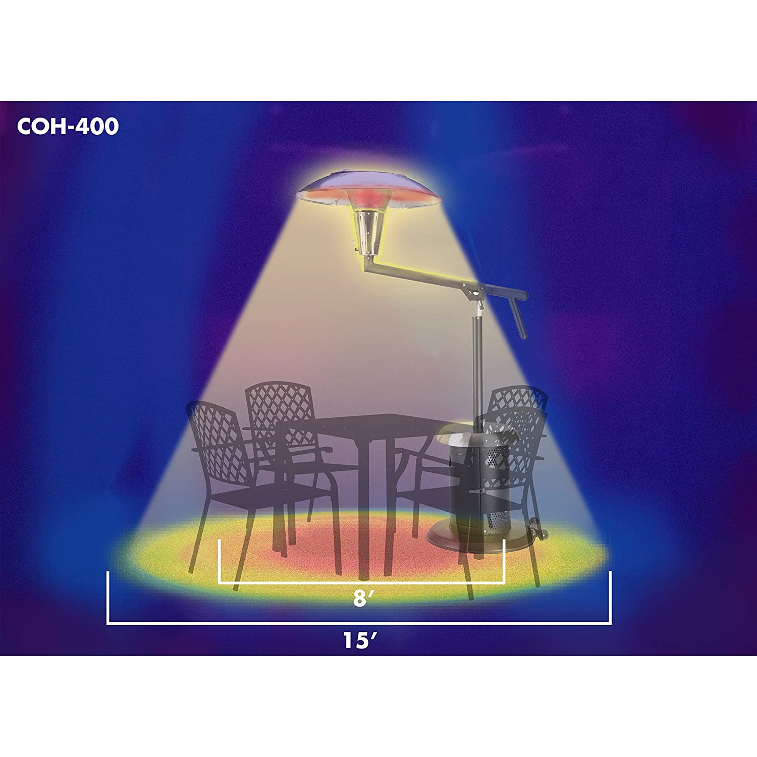 Cuisinart Perfect Position Overhead Patio Heater, Extra Large 33" Heat Shield - COH-400