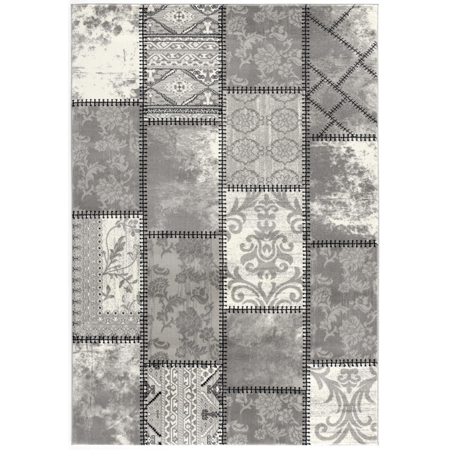 Rug Branch Vastra Contemporary Patchwork Grey/Beige Indoor Area Rug