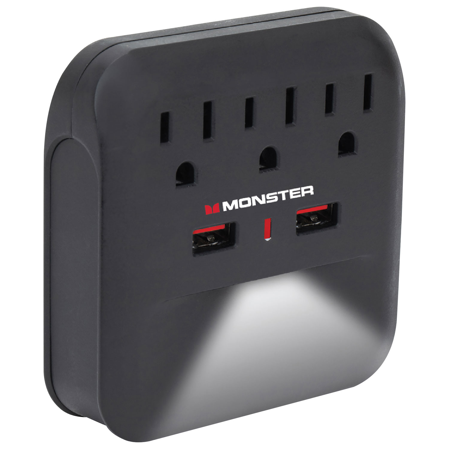 Parasurtenseur mural à 3 prises à 2 ports USB 900J de Monster avec veilleuse