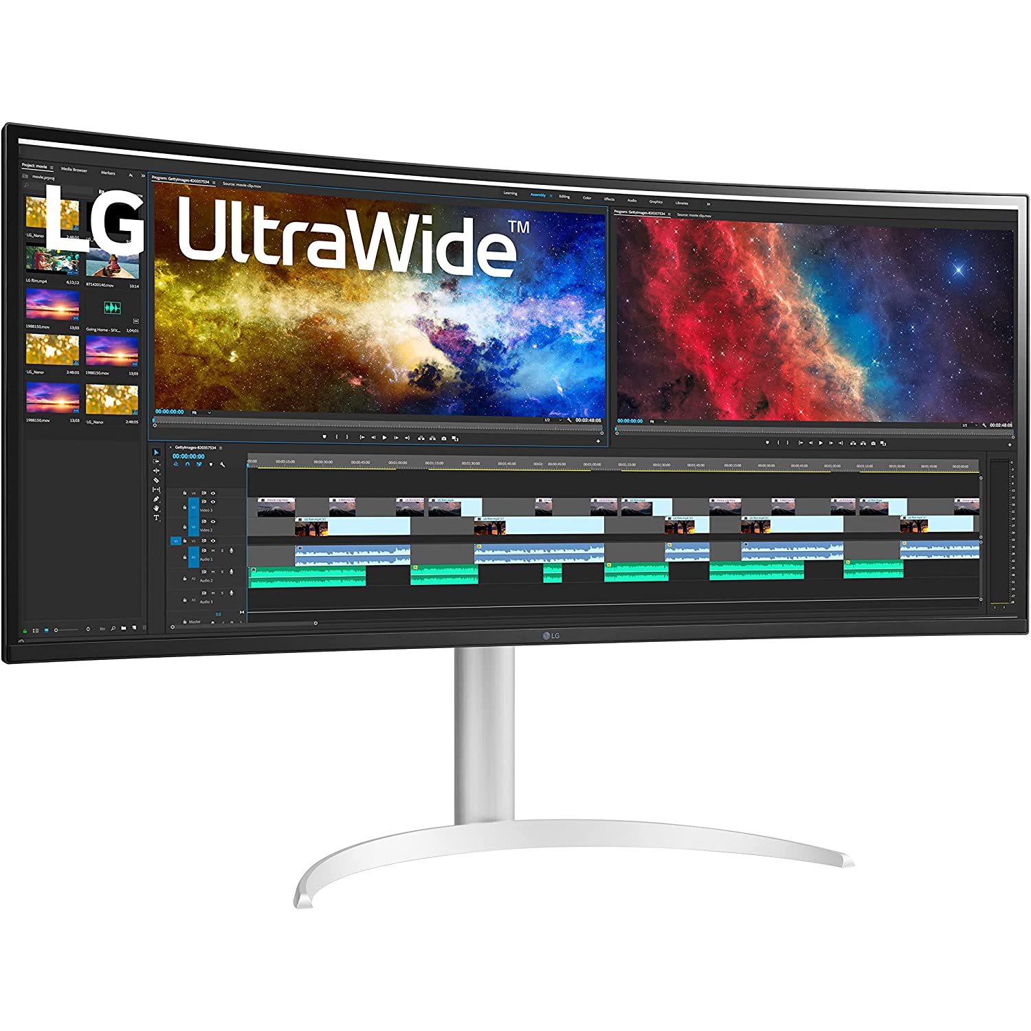 LG UltraWide 38” Curved IPS QHD (3840x1600) HDR, sRGB 99%, USB Type-C (90W PD), Ambient Light Sensor, 3-Side Virtually Borderless Monitor (38WP85C-W)