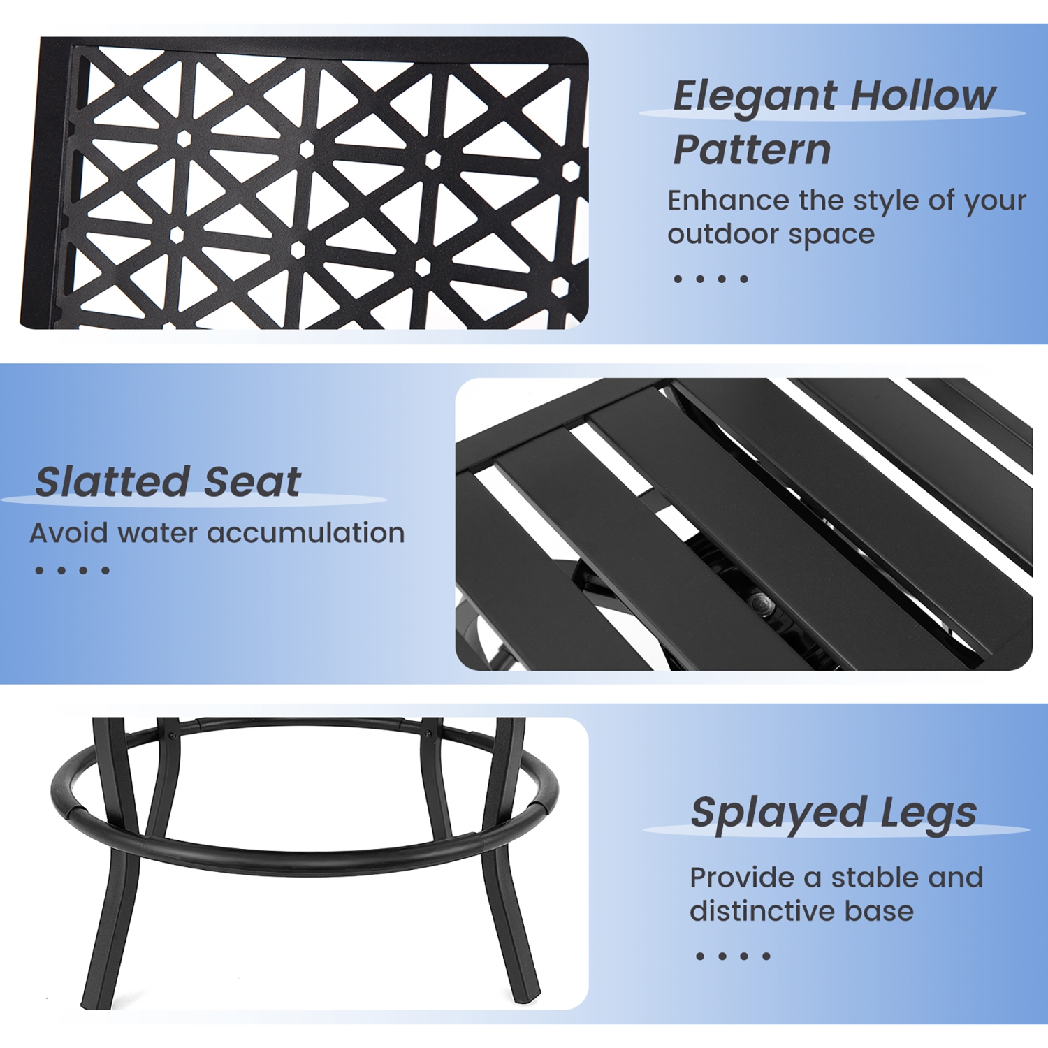 Gymax 2 PCS Patio Swivel Bar Chairs Metal Counter Height Bar Stools w/ Gentle Rocking