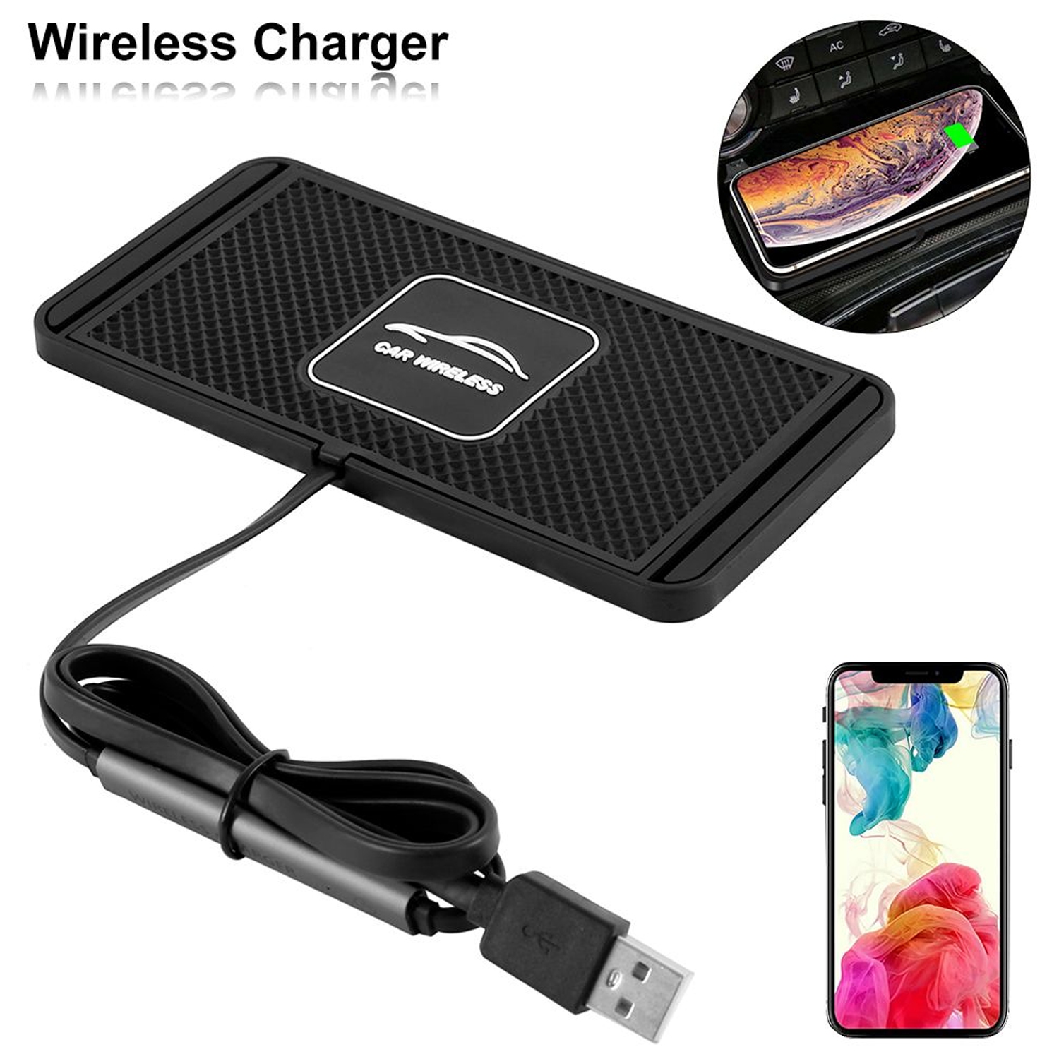 Wireless Charger, 15W Wireless Car Charger Charging pad Fast Wireless Phone Charger Cell Phone Wireless Charger pad Android