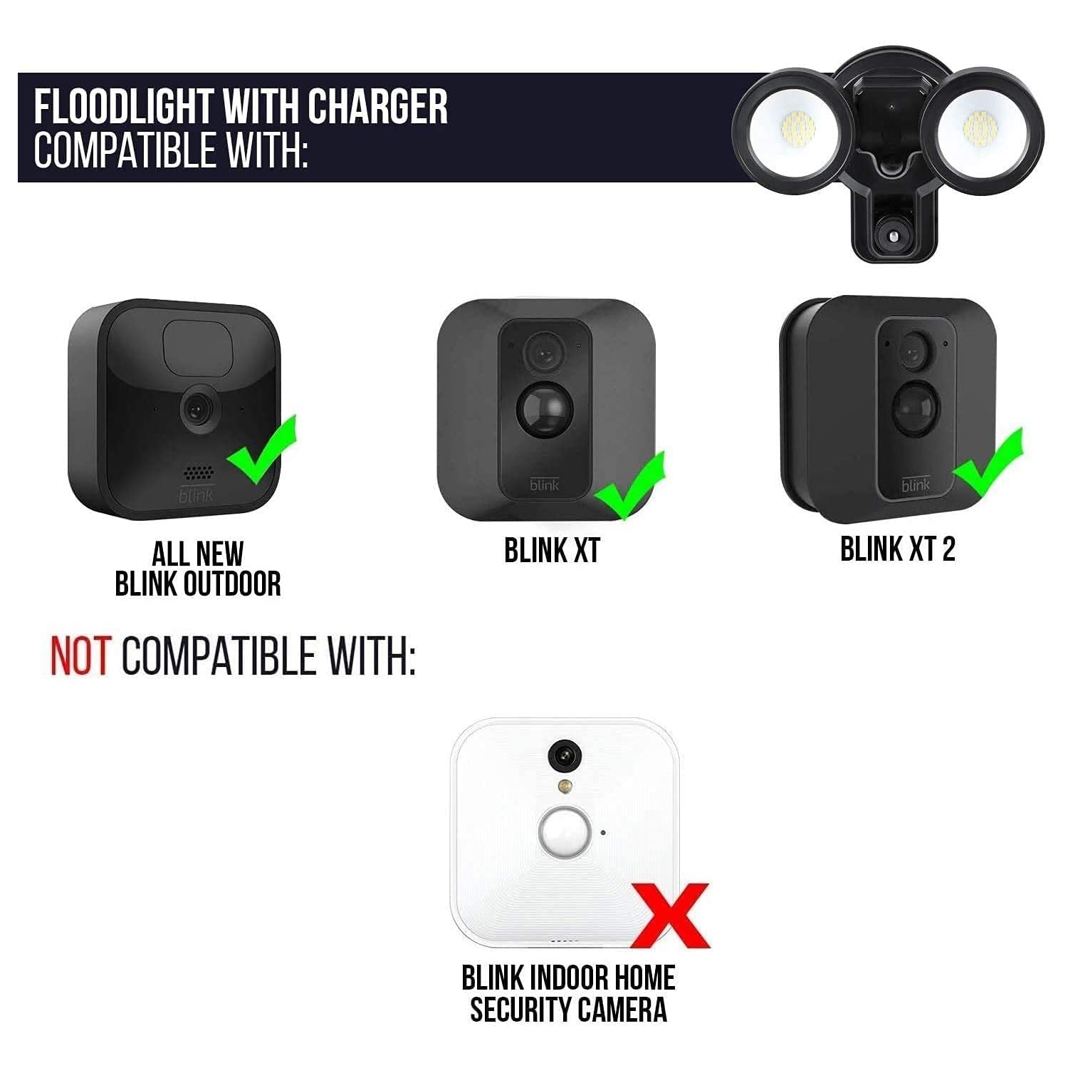 Wasserstein Floodlight, Charger and Mount for Blink Outdoor/XT2 Camera, 2000 lumens - with Motion Sensor and Timer Control