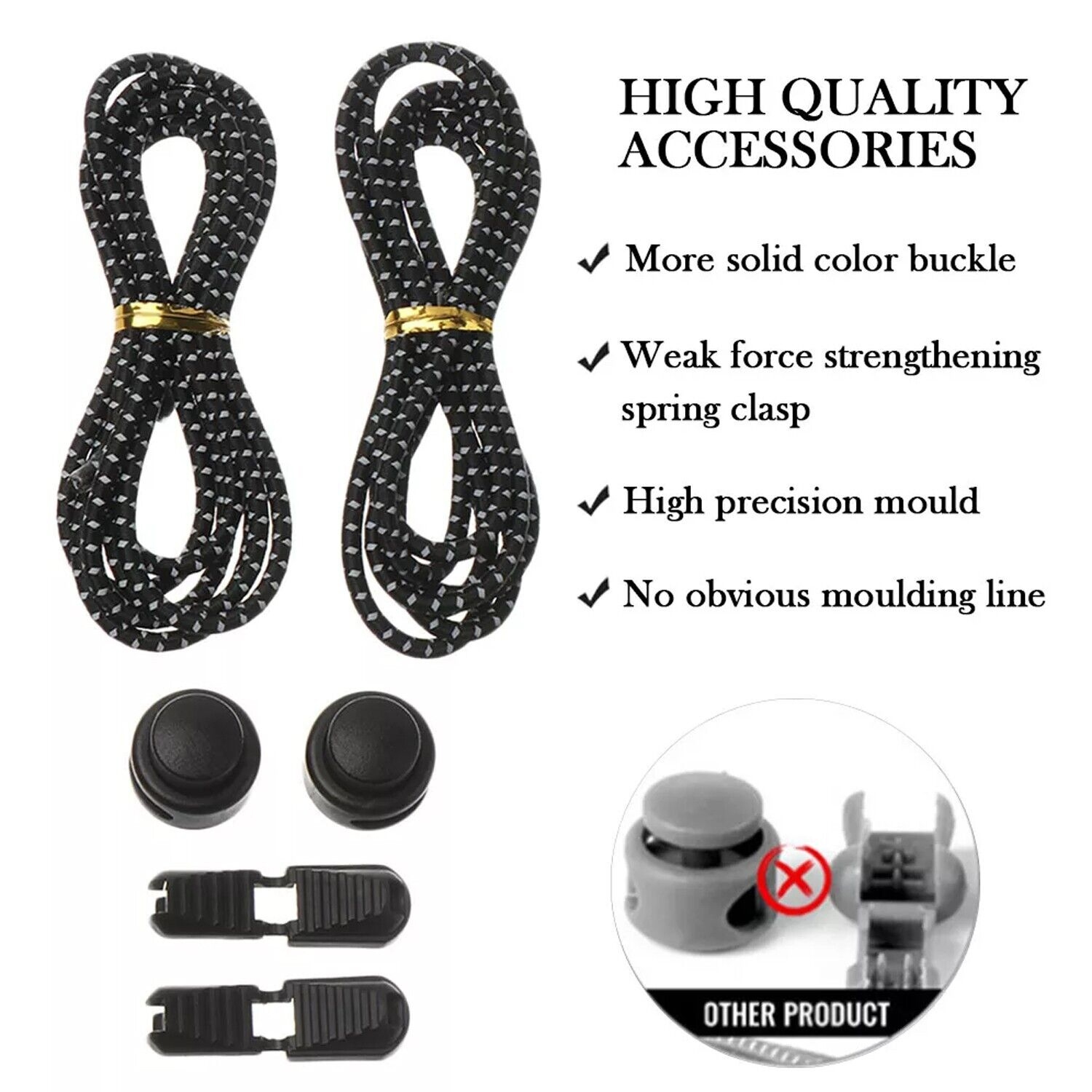 Lacets élastiques sans nœud avec fermeture rapide