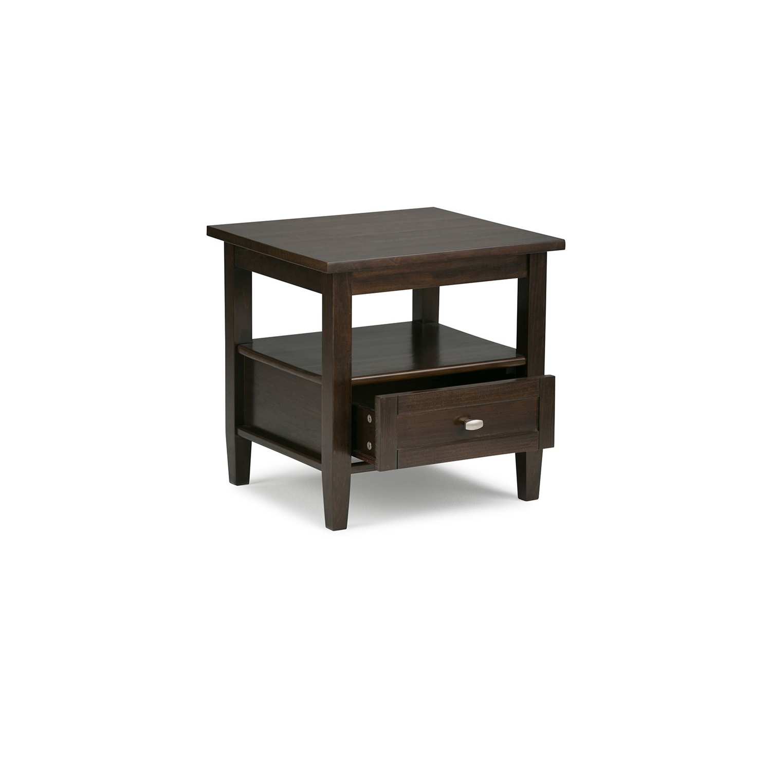 Atlin Designs Transitional Wood End Side Table in Tobacco Brown