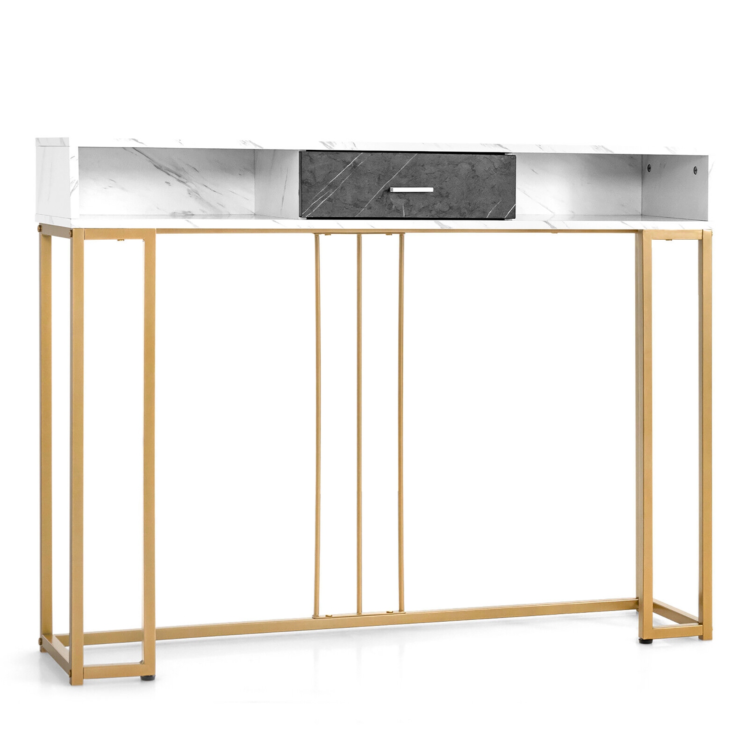 Gymax Console Entryway Hallway Table Gold Narrow Long Sofa Table for Living Room