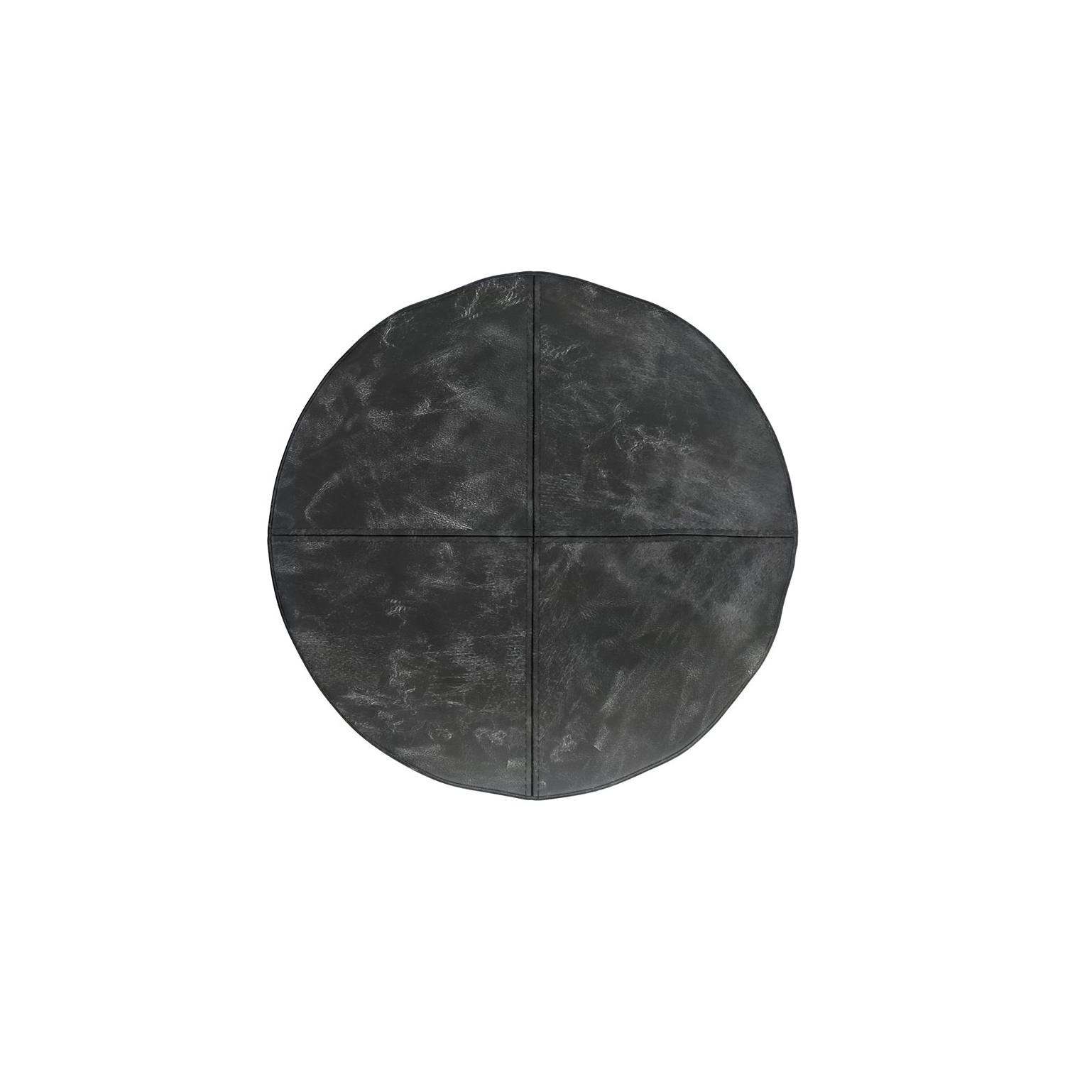 Trent Home – Pouf rond Boho en cuir véritable noir vieilli