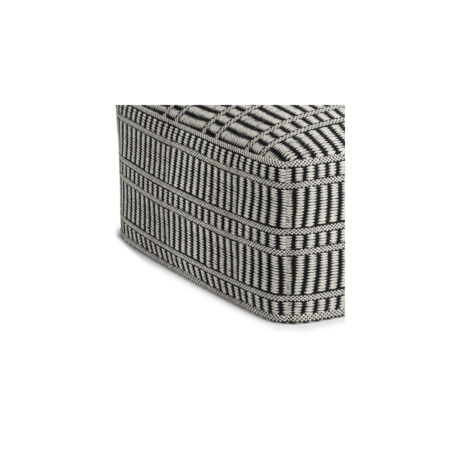 Pouf tissé carré Boho Spermettre de Simpli Home - Noir et blanc