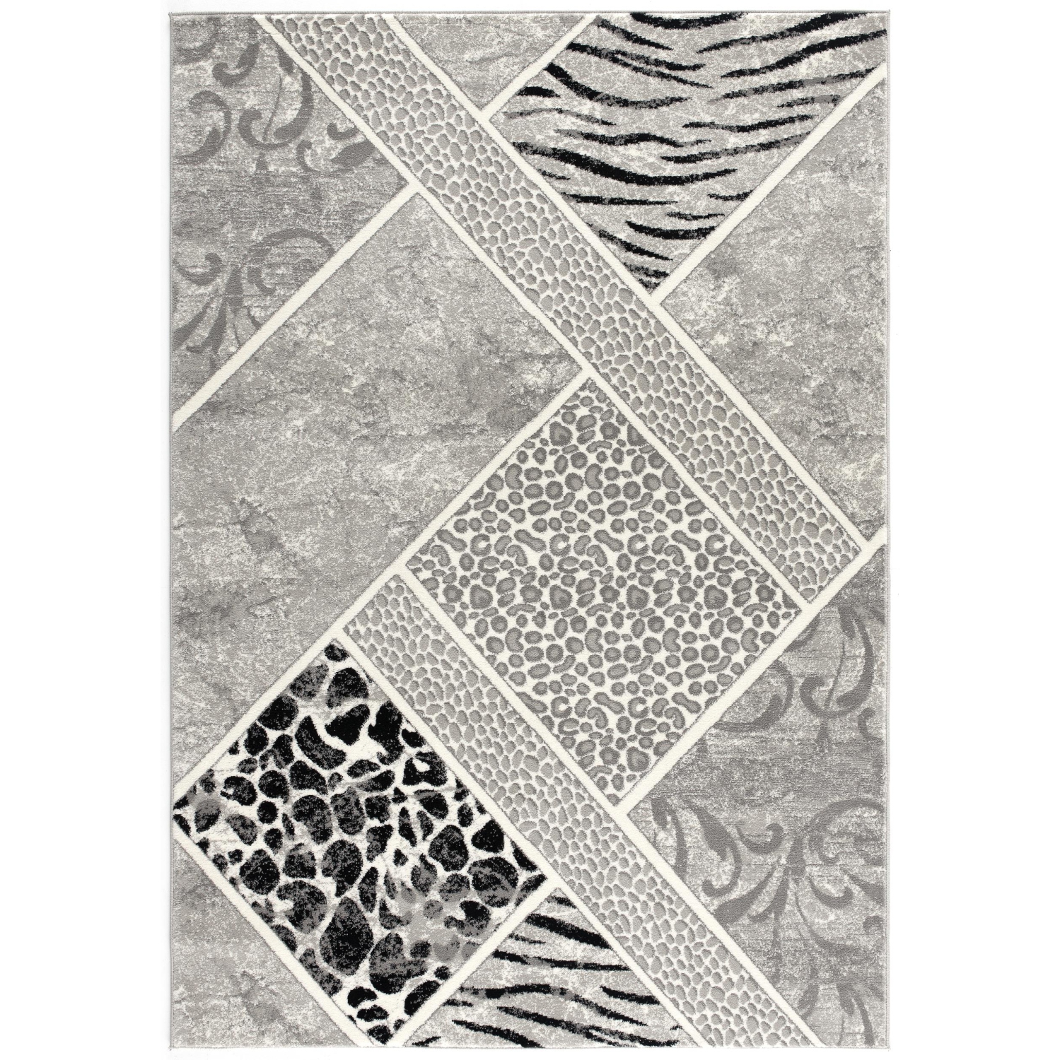 Rug Branch Kiso Contemporary Geometric Grey/Black Indoor Area Rug