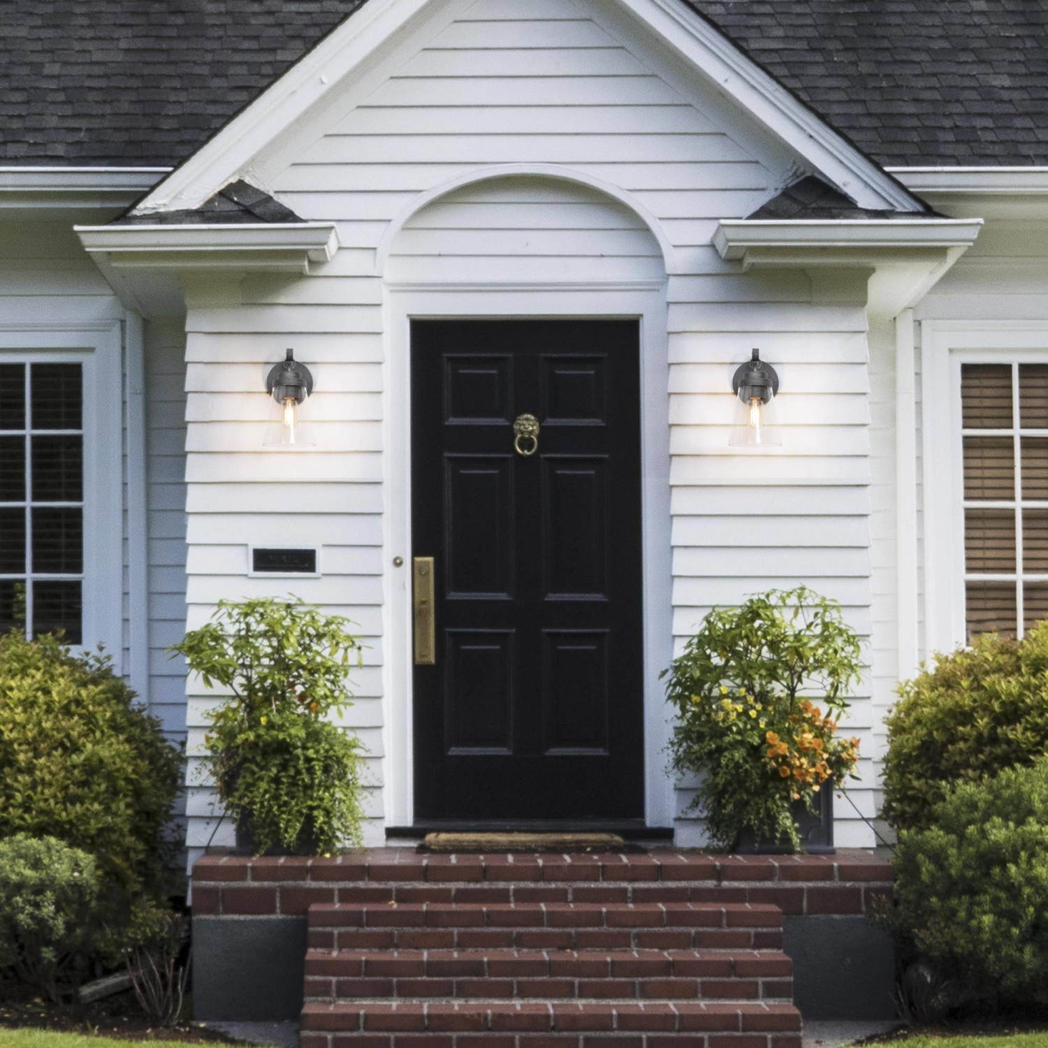 1-Light Modern Clear Cone Glass Outdoor Wall Sconce Patio Lantern Lamps