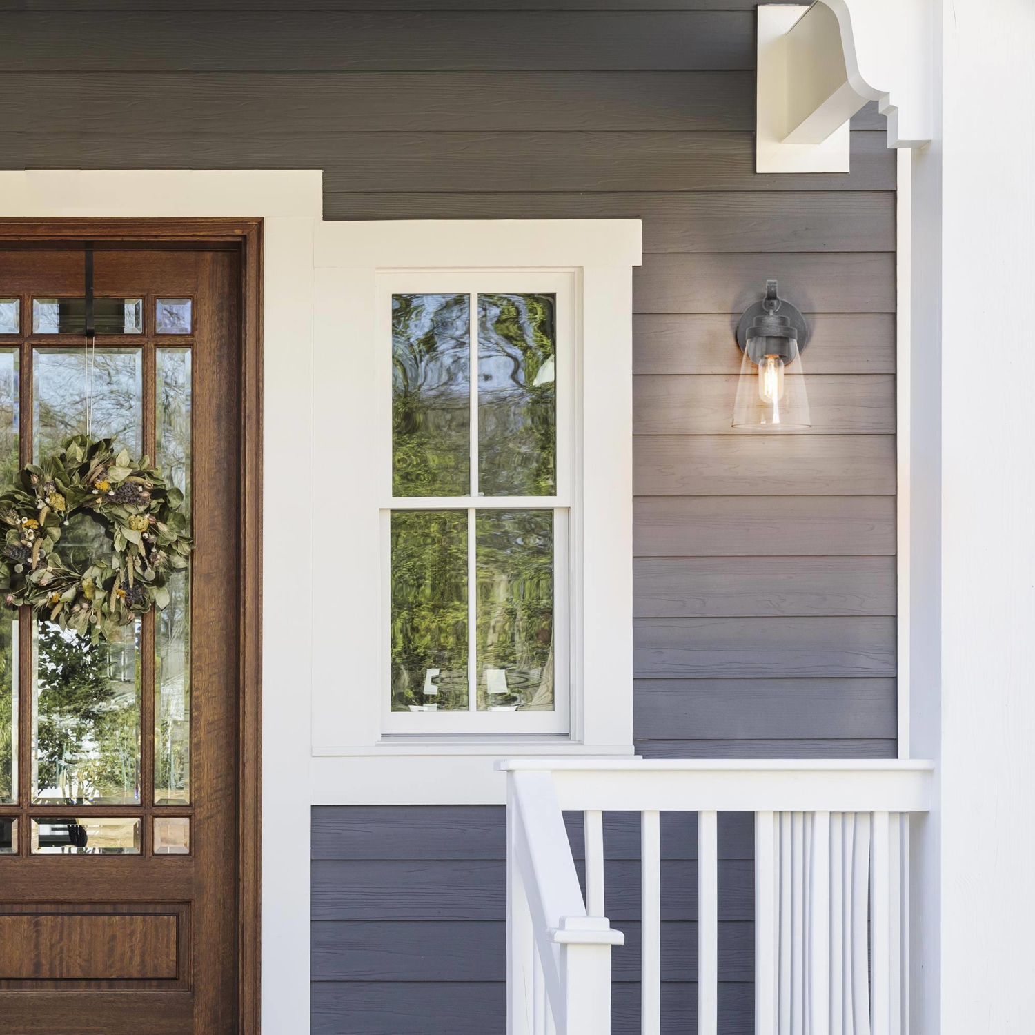 1-Light Modern Clear Cone Glass Outdoor Wall Sconce Patio Lantern Lamps