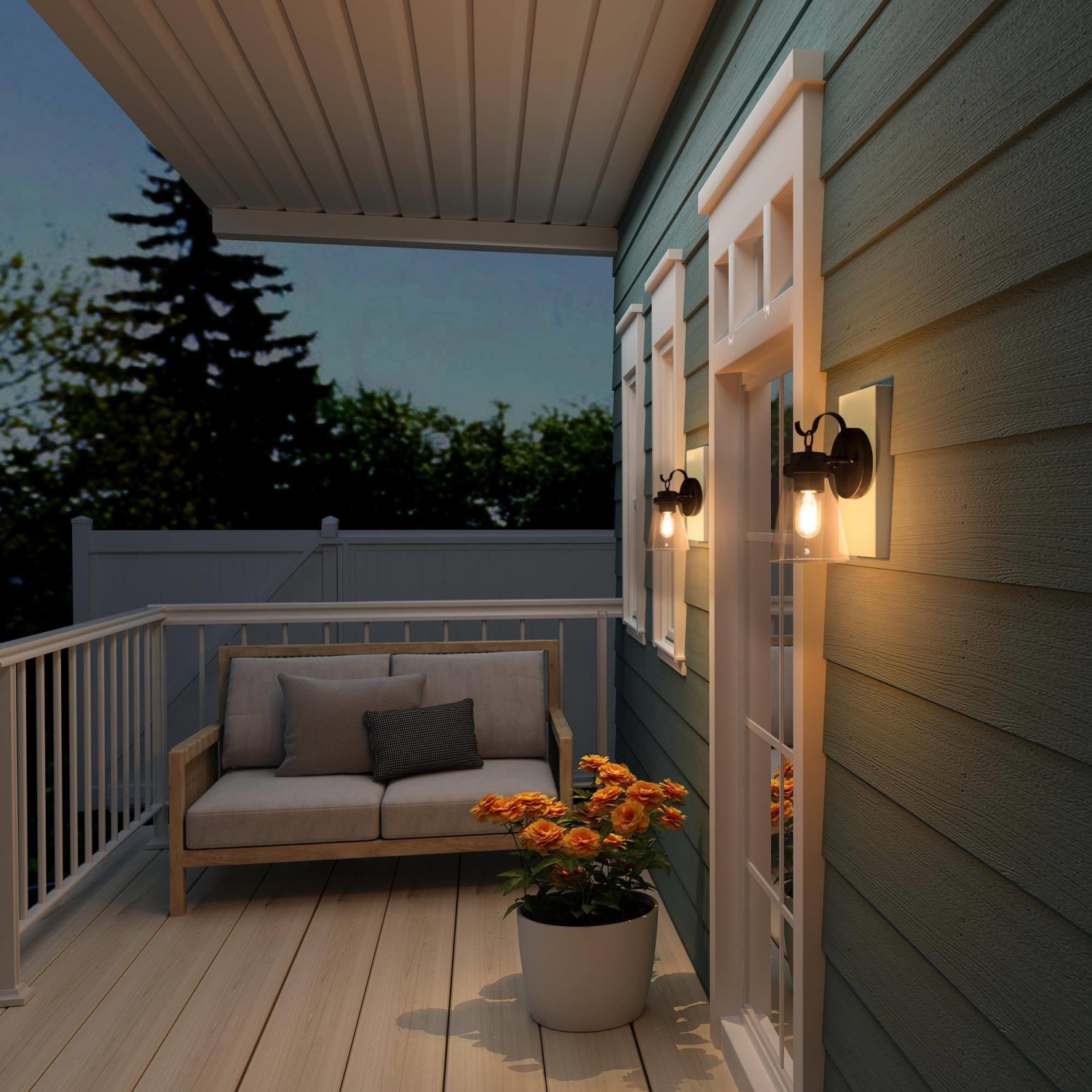 1-Light Modern Clear Cone Glass Outdoor Wall Sconce Patio Lantern Lamps