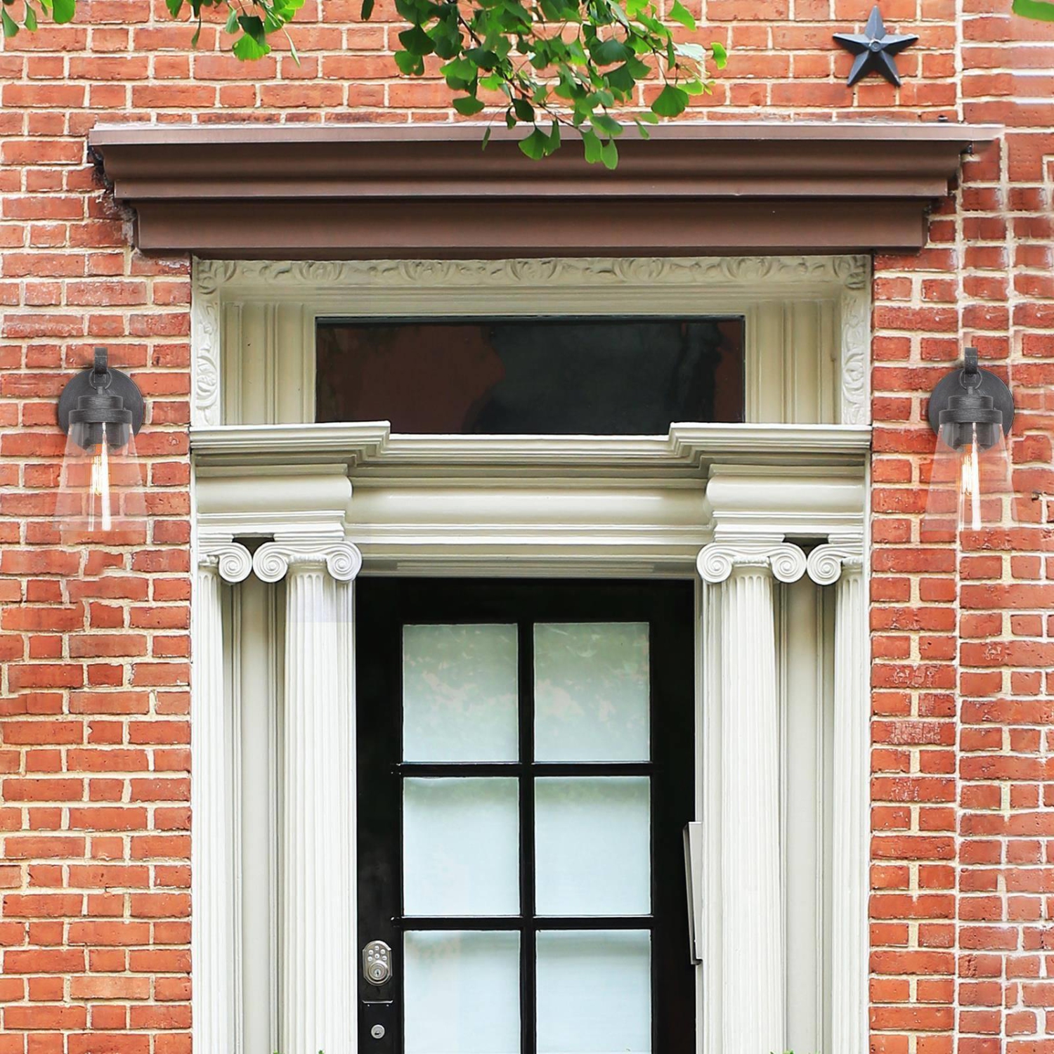 1-Light Modern Clear Cone Glass Outdoor Wall Sconce Patio Lantern Lamps