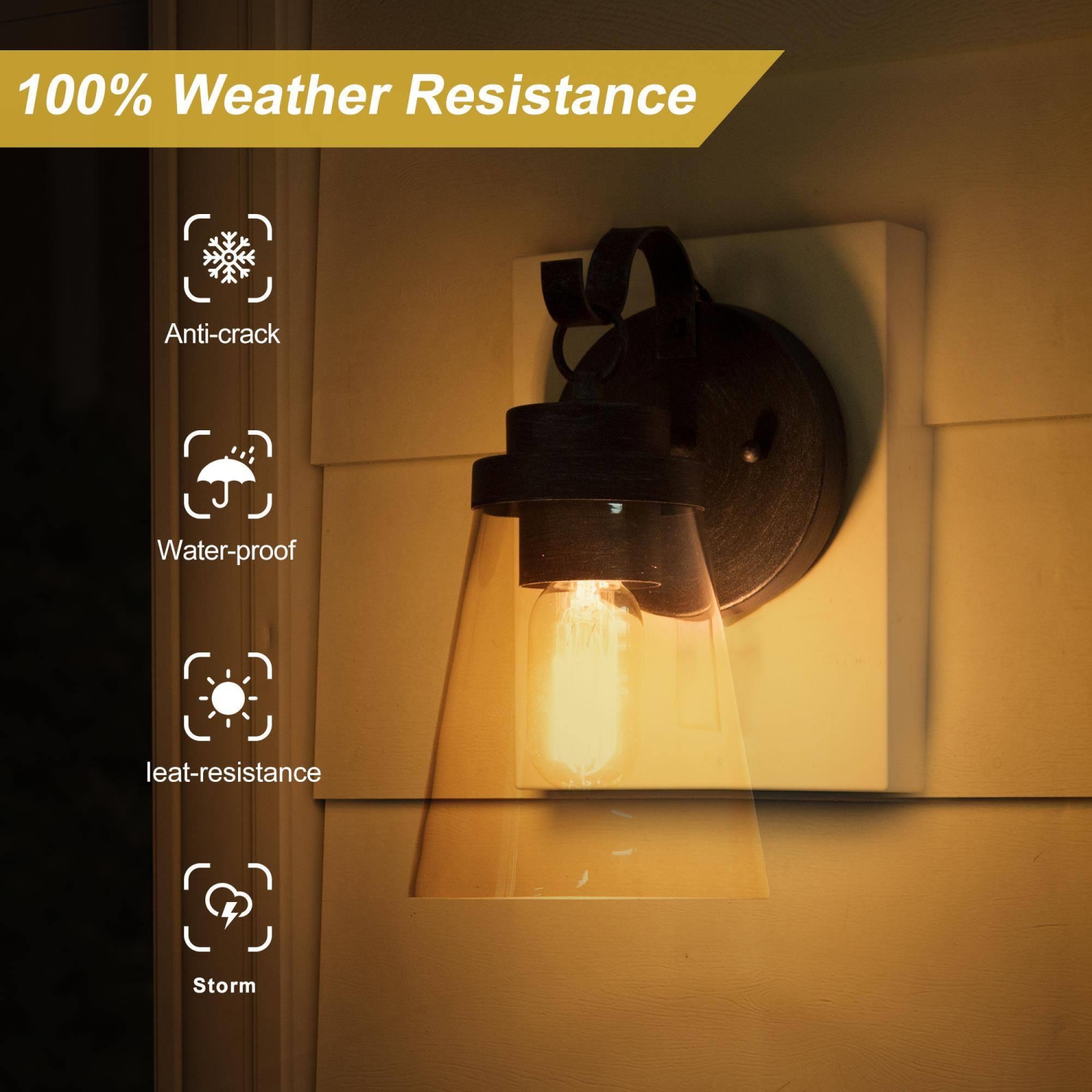 1-Light Modern Clear Cone Glass Outdoor Wall Sconce Patio Lantern Lamps