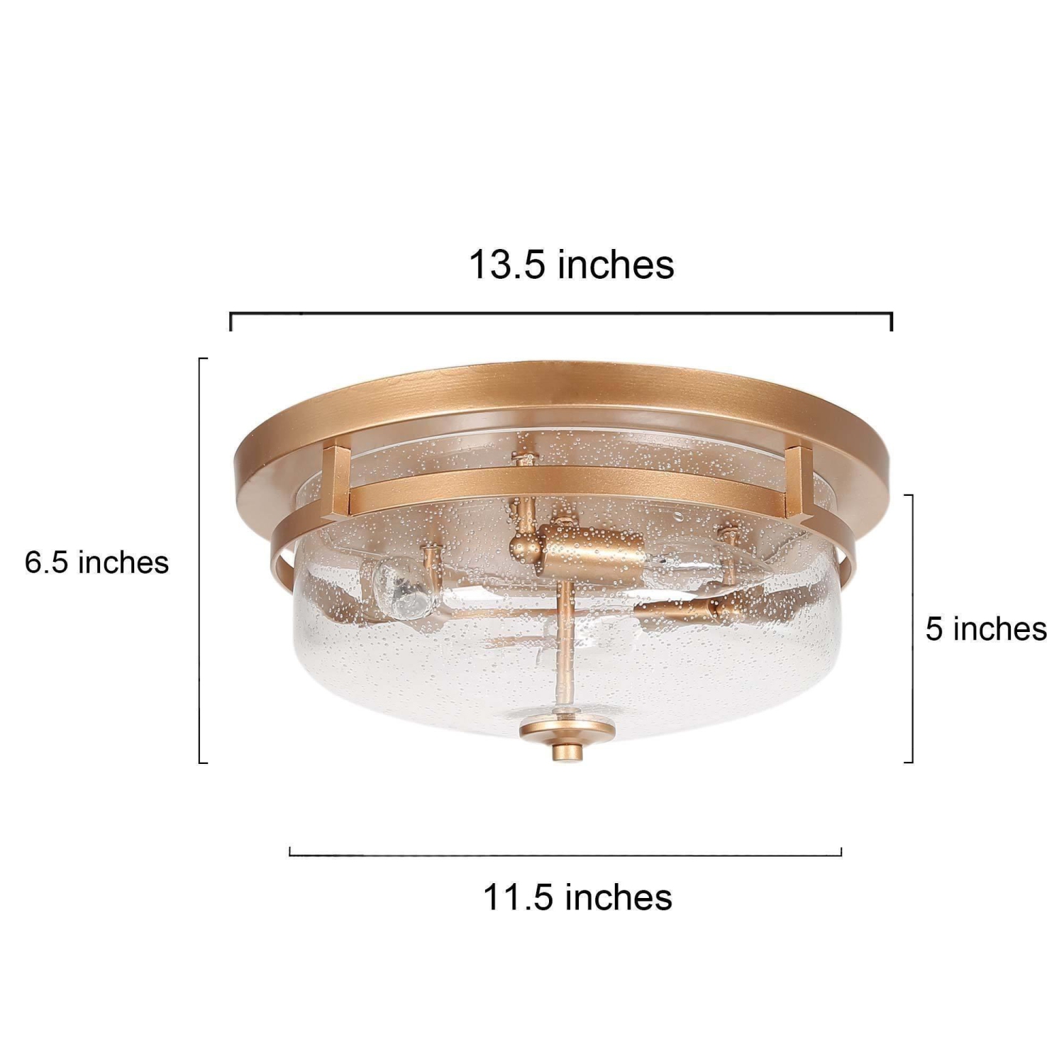 Modern 3-Light Seeded Glass Brass Gold Flush Mount Light&nbsp;